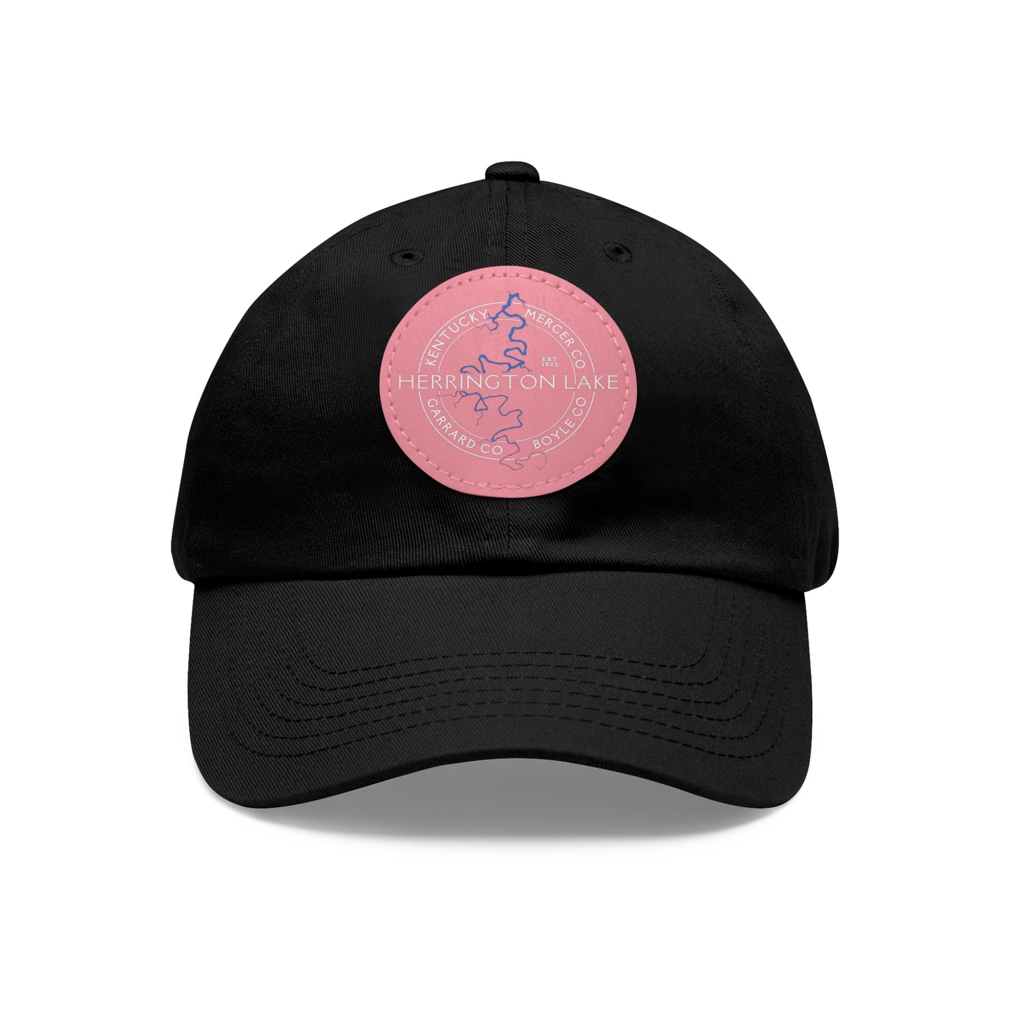 The "Classic" Herrington Lake and County Dad Hat with Leather Patch (Round)