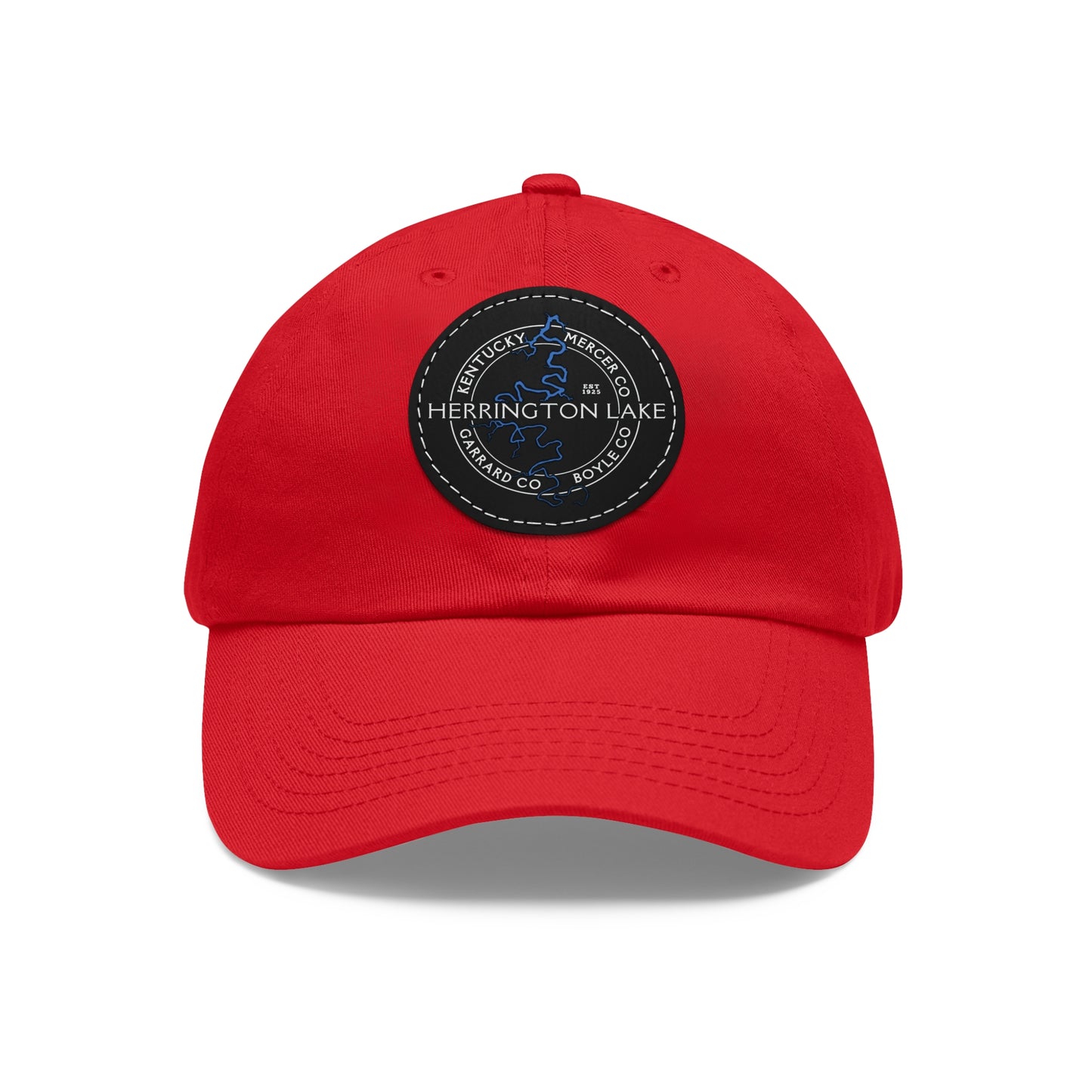 The "Classic" Herrington Lake and County Dad Hat with Leather Patch (Round)
