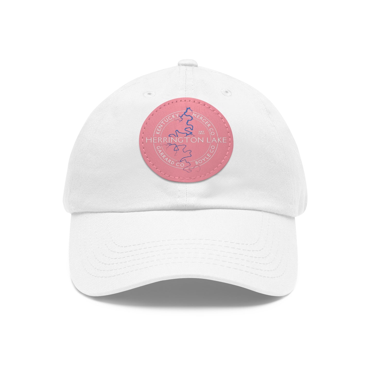 The "Classic" Herrington Lake and County Dad Hat with Leather Patch (Round)