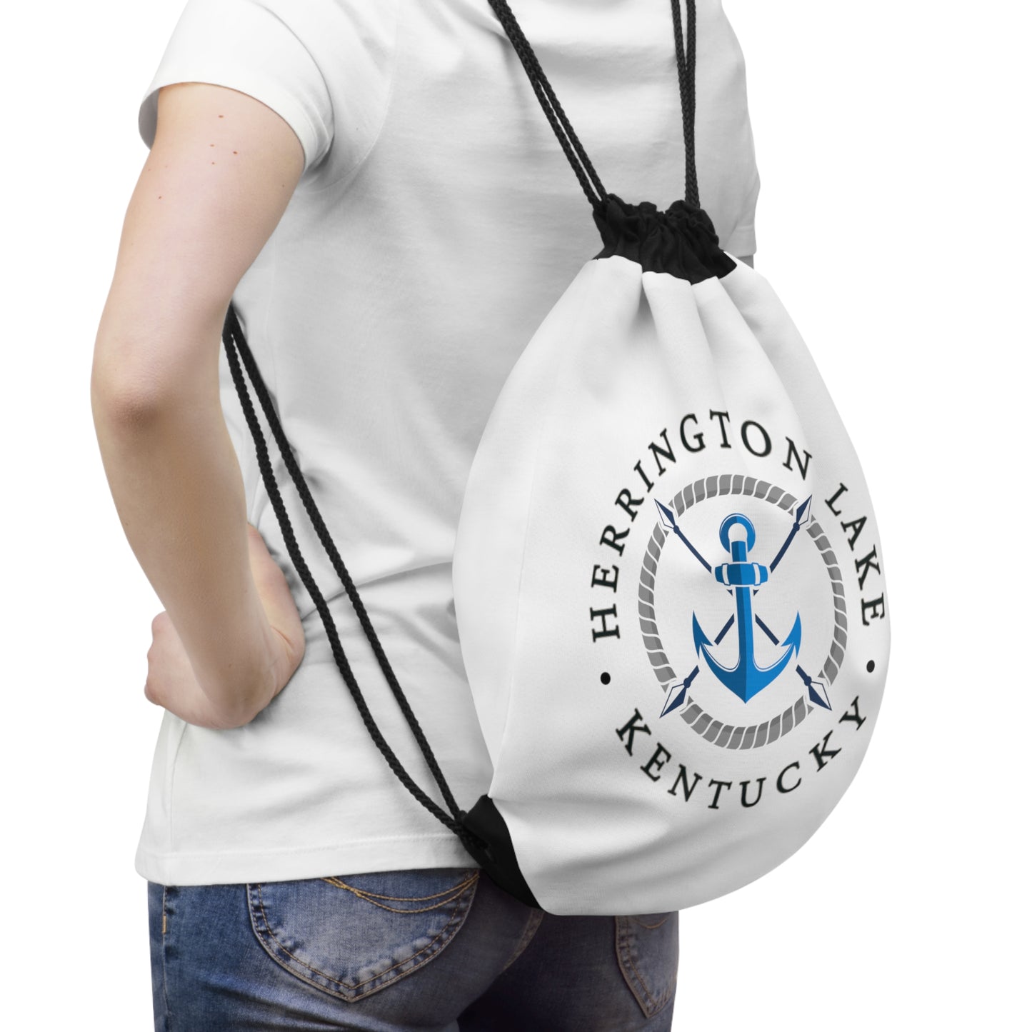 Herrington Lake Anchor Drawstring Bag