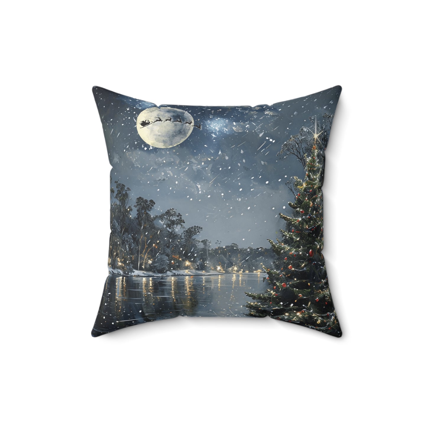 "Santa Over Herrington" Spun Polyester Square Accent Pillow