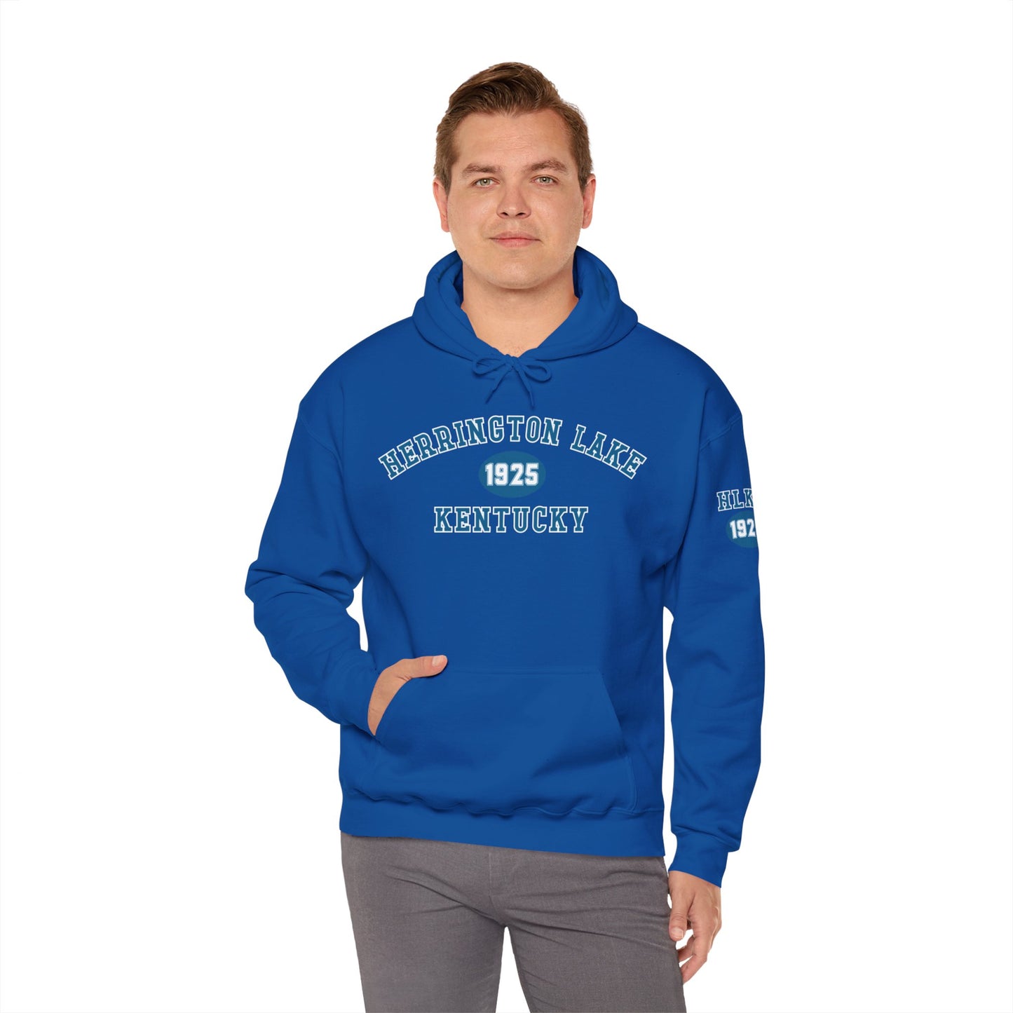 Herrington Lake Collegiate Collection Unisex Heavy Blend™ Hooded Sweatshirt w/ Printed Sleeve Accent