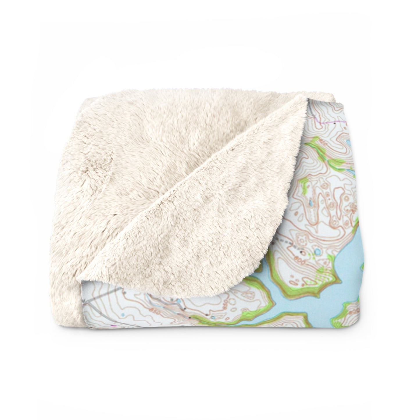 Herrington Lake 1952 USGS Topography Map Sherpa Fleece Blanket - Natural Colors