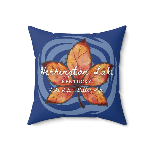 Rustic Leaf on Water Spiral Spun Polyester Square Accent Pillow (Drk Blue/Royal)