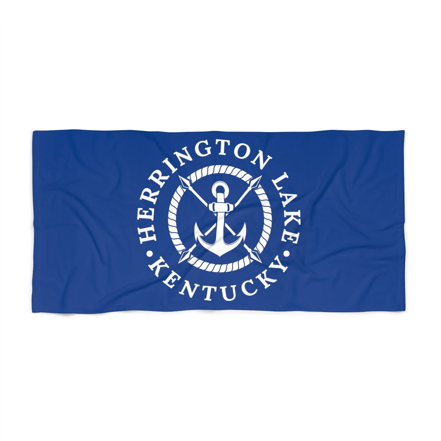 Herrington Lake White Anchor Beach Towel - Blue