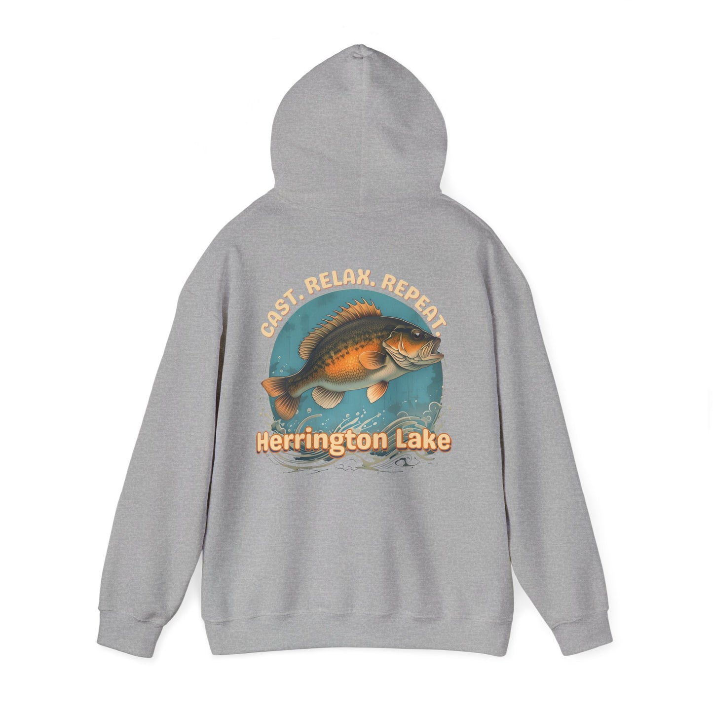Cast. Relax. Repeat. Herrington Lake Double-Sided Unisex Heavy Blend™ Hooded Sweatshirt