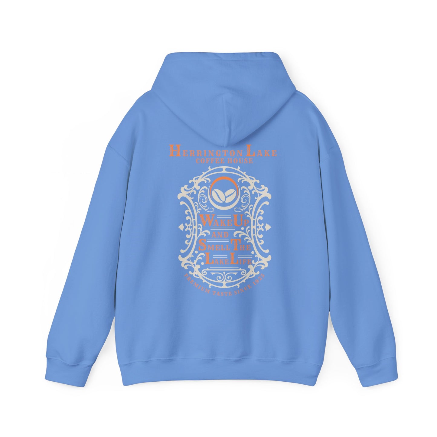 "Wake Up And Smell The Lake Life" Coffee House Collection Double-Sided Print Heavy Blend™ Hooded Sweatshirt