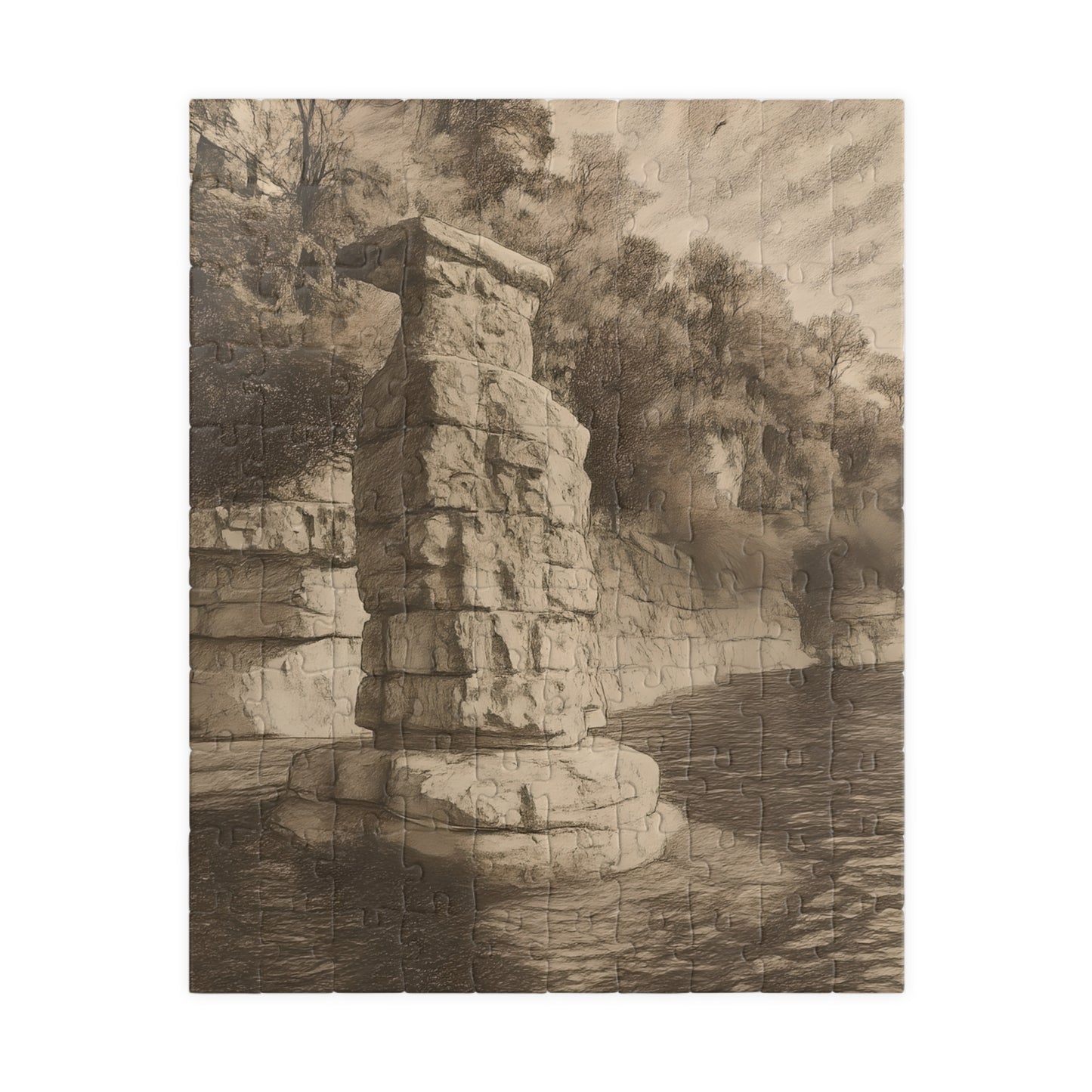 Chimney Rock in Pencil Jigsaw Puzzle (110, 252, 500 & 1000 pieces)