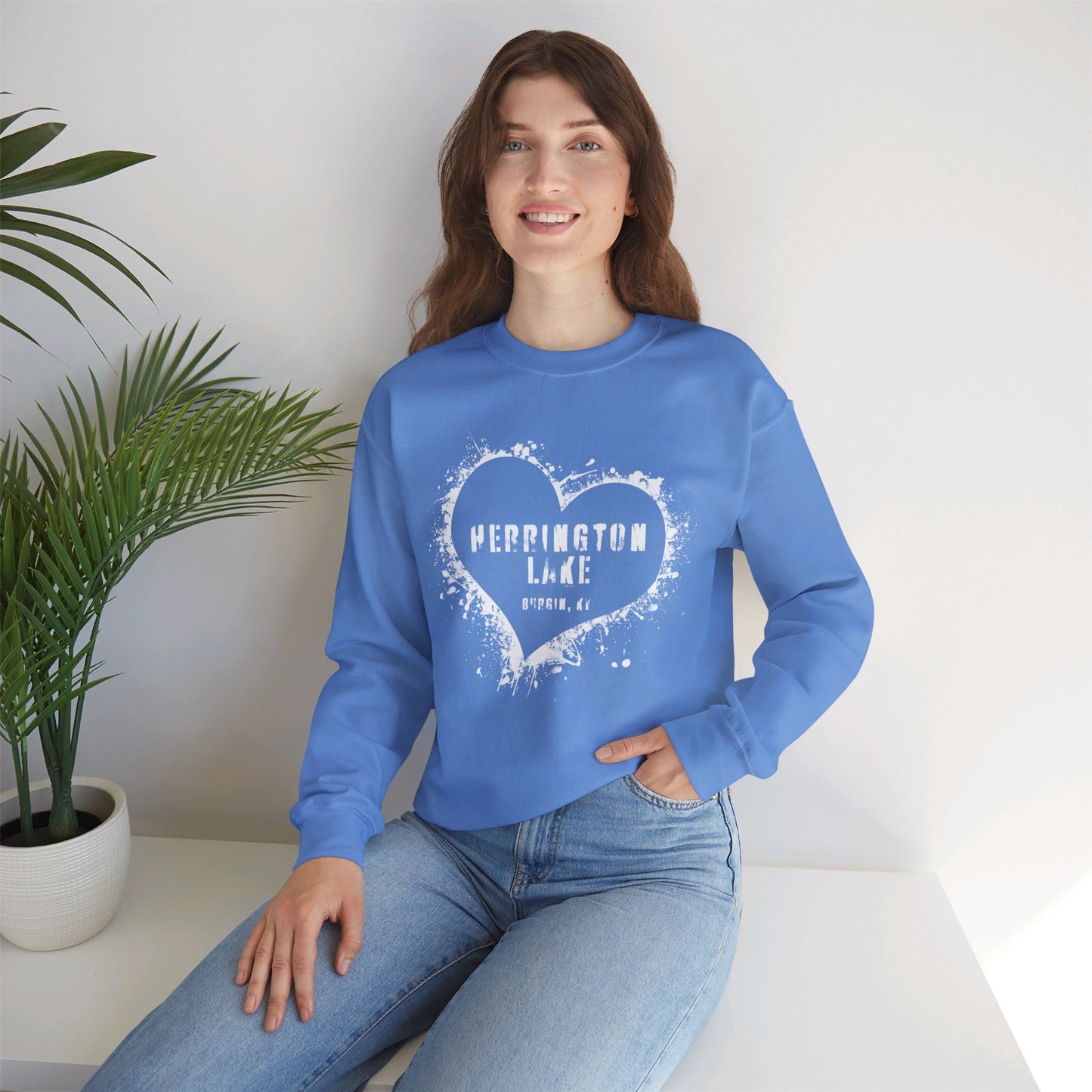 Herrington Lake Heart & Hometown Unisex Heavy Blend™ Crewneck Sweatshirt (Burgin, KY)