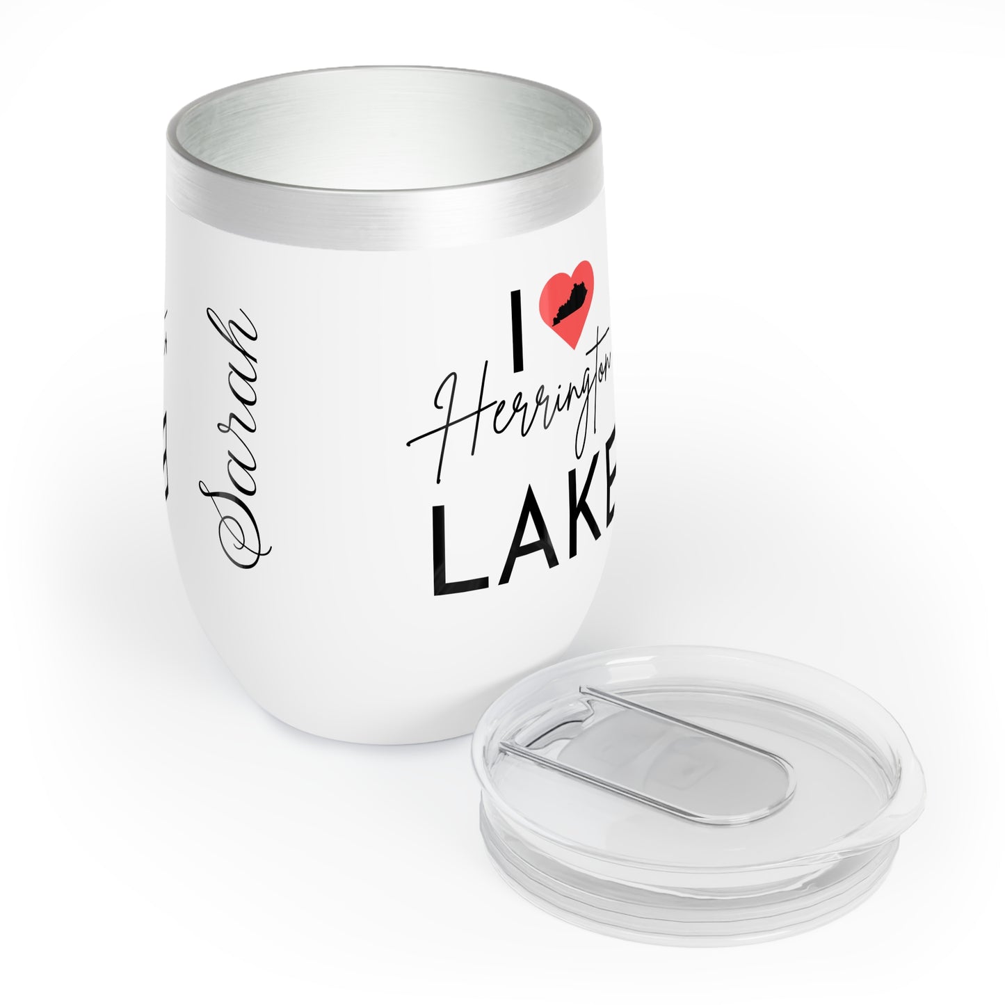 Customized Name I ❤️ Herrington Lake Chill Wine Tumbler