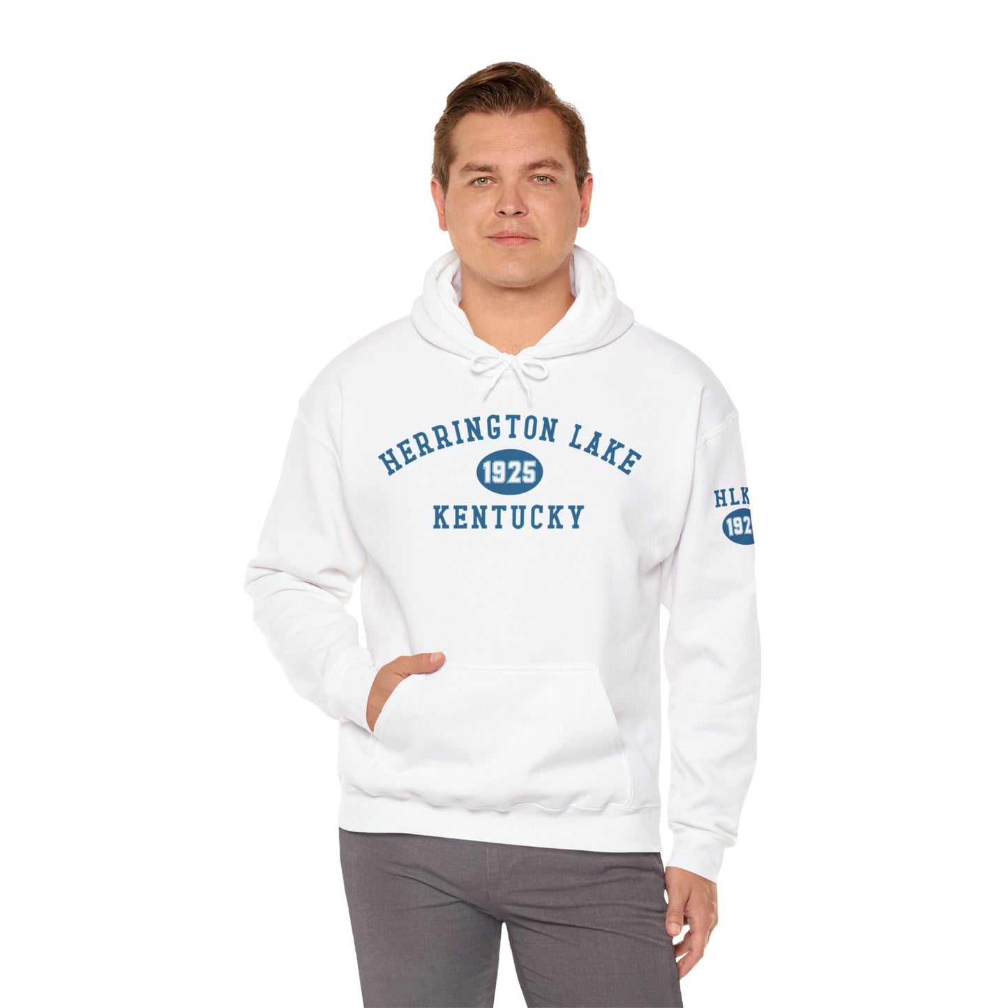 Herrington Lake Collegiate Collection Unisex Heavy Blend™ Hooded Sweatshirt w/ Printed Sleeve Accent