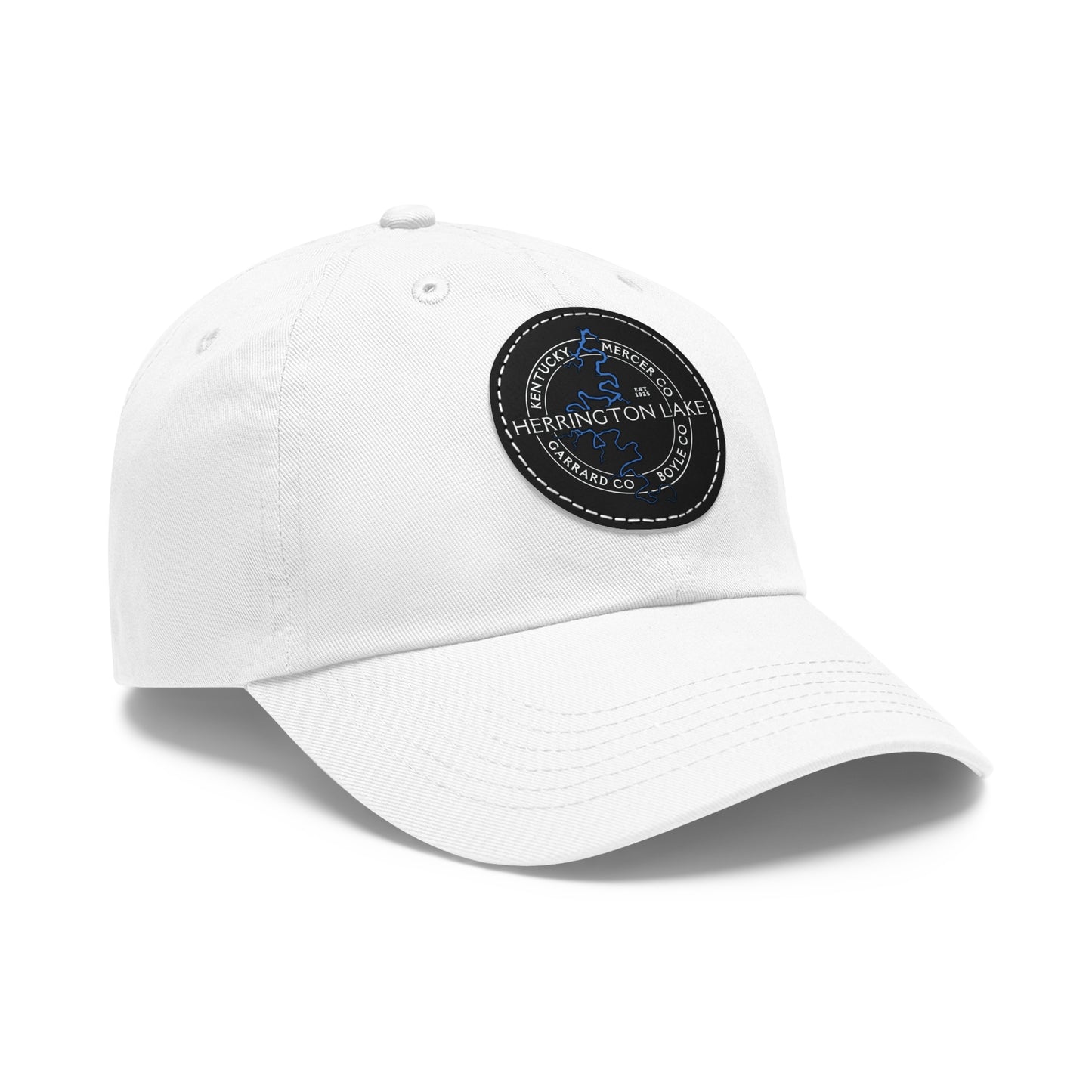 The "Classic" Herrington Lake and County Dad Hat with Leather Patch (Round)