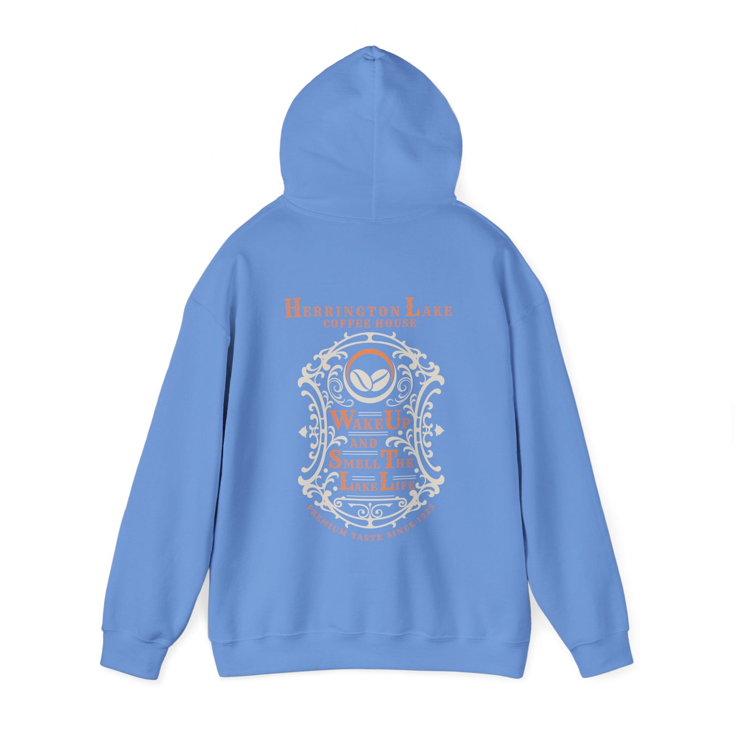 "Wake Up And Smell The Lake Life" Coffee House Collection Double-Sided Print Heavy Blend™ Hooded Sweatshirt