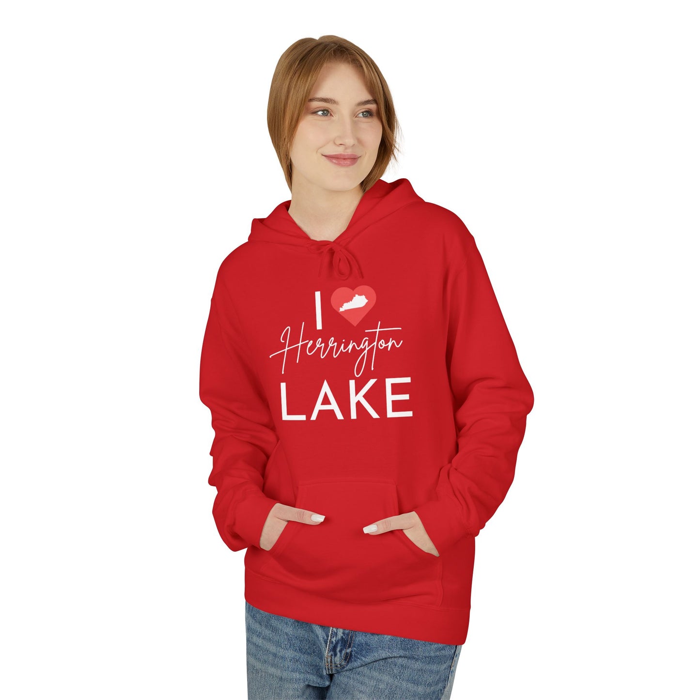 I ❤️ Herrington Lake Unisex Midweight Softstyle Cotton-Faced Fleece Hoodie