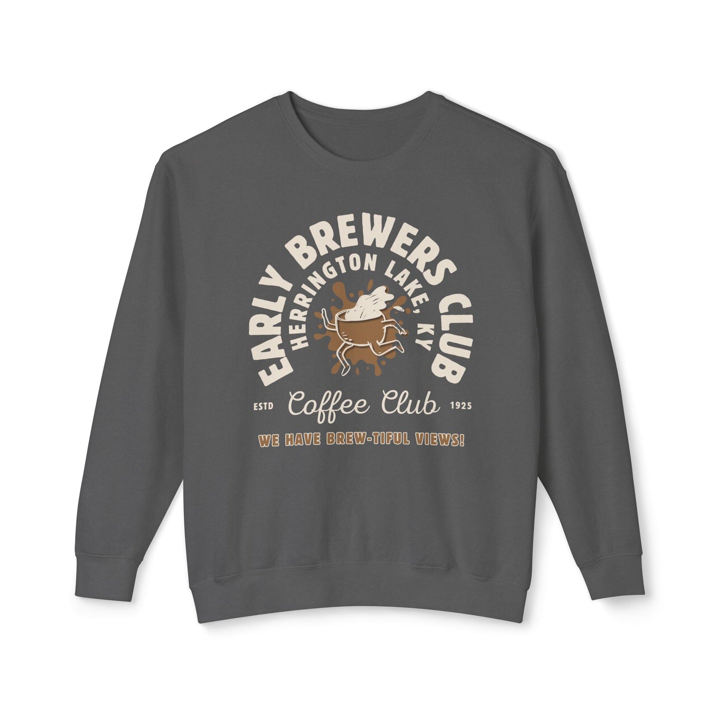 "Early Brewers Club" Coffee House Collection Lightweight Crewneck Sweatshirt by Comfort Colors