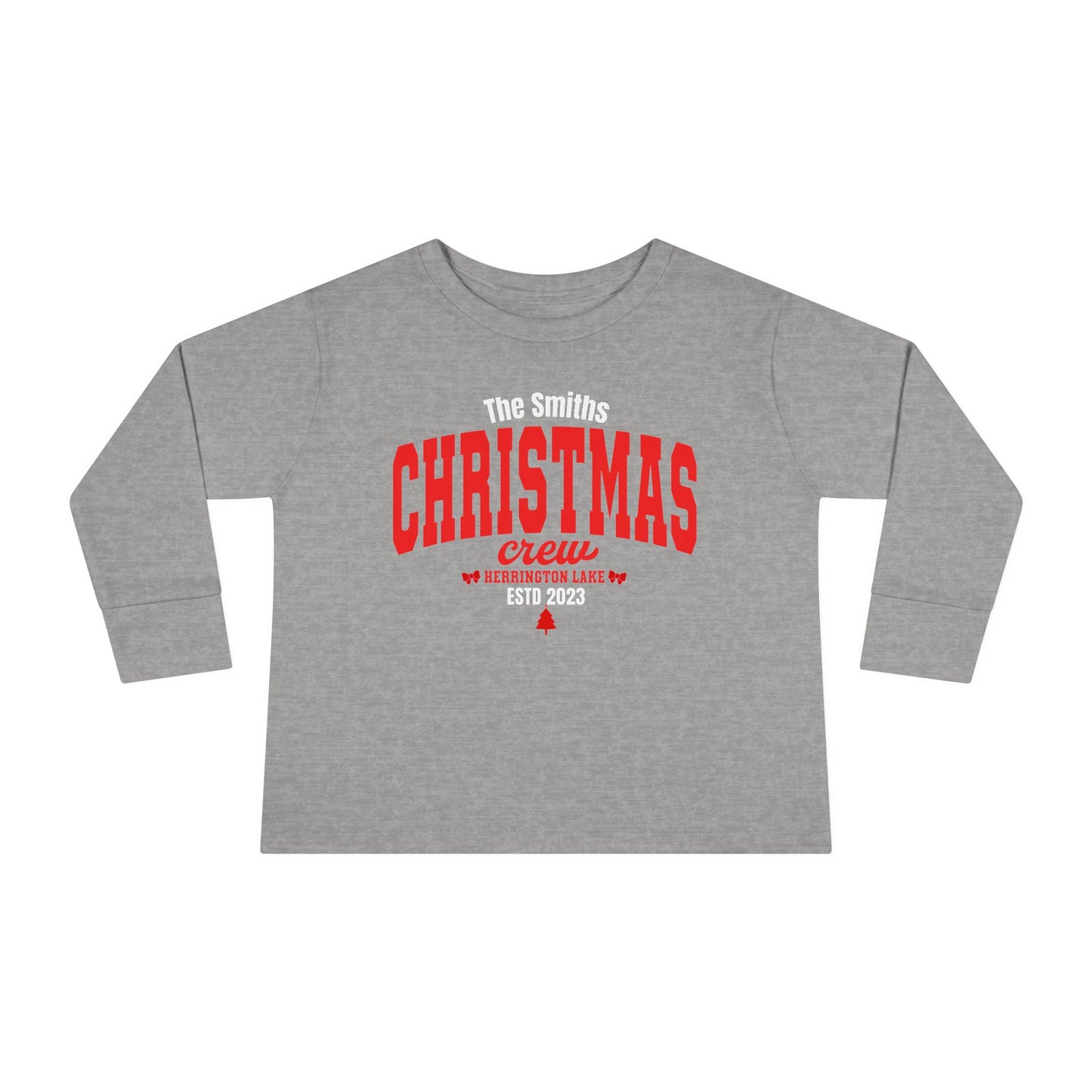 Personlized Custom Herrington Lake Christmas Crew Toddler Long Sleeve Tee
