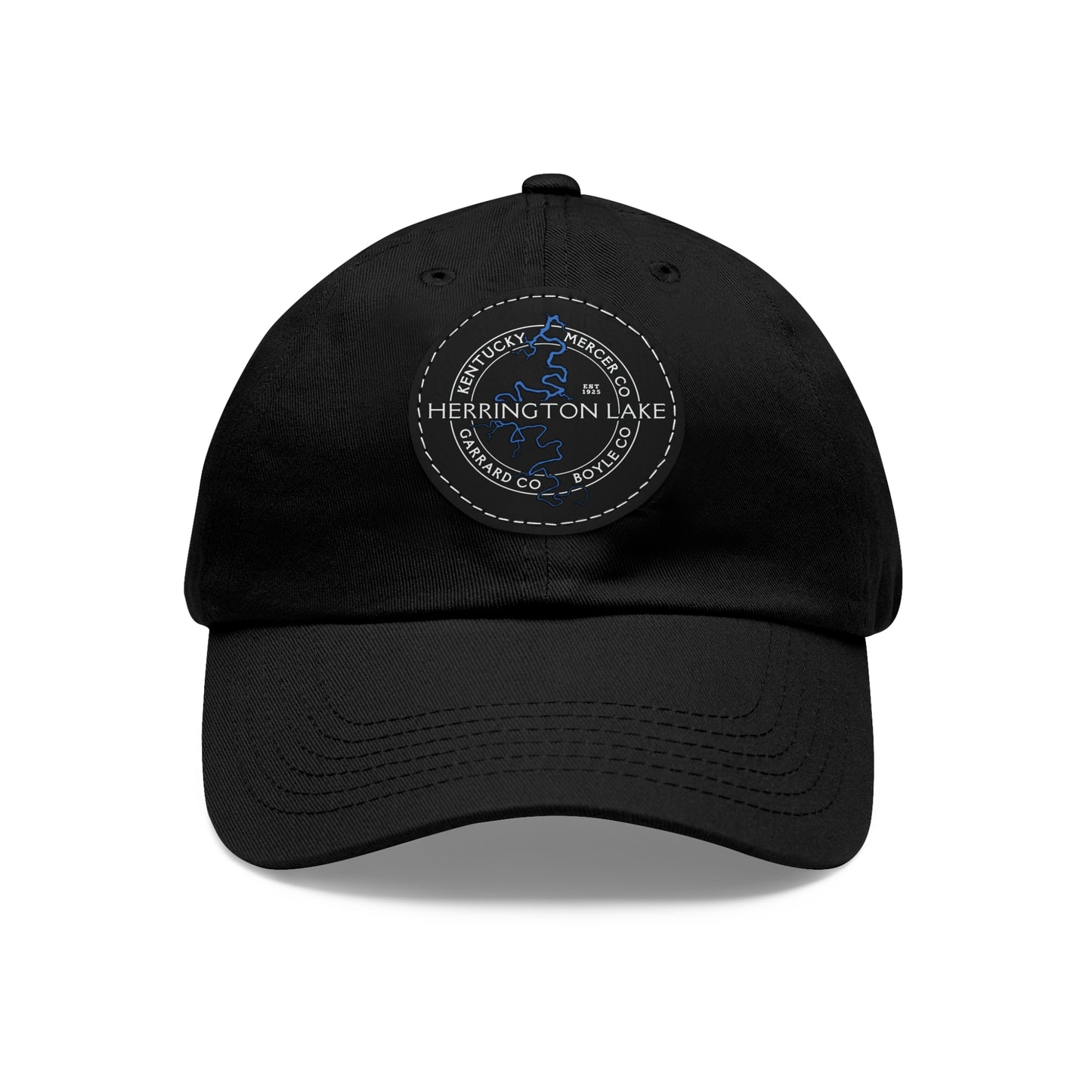 The "Classic" Herrington Lake and County Dad Hat with Leather Patch (Round)