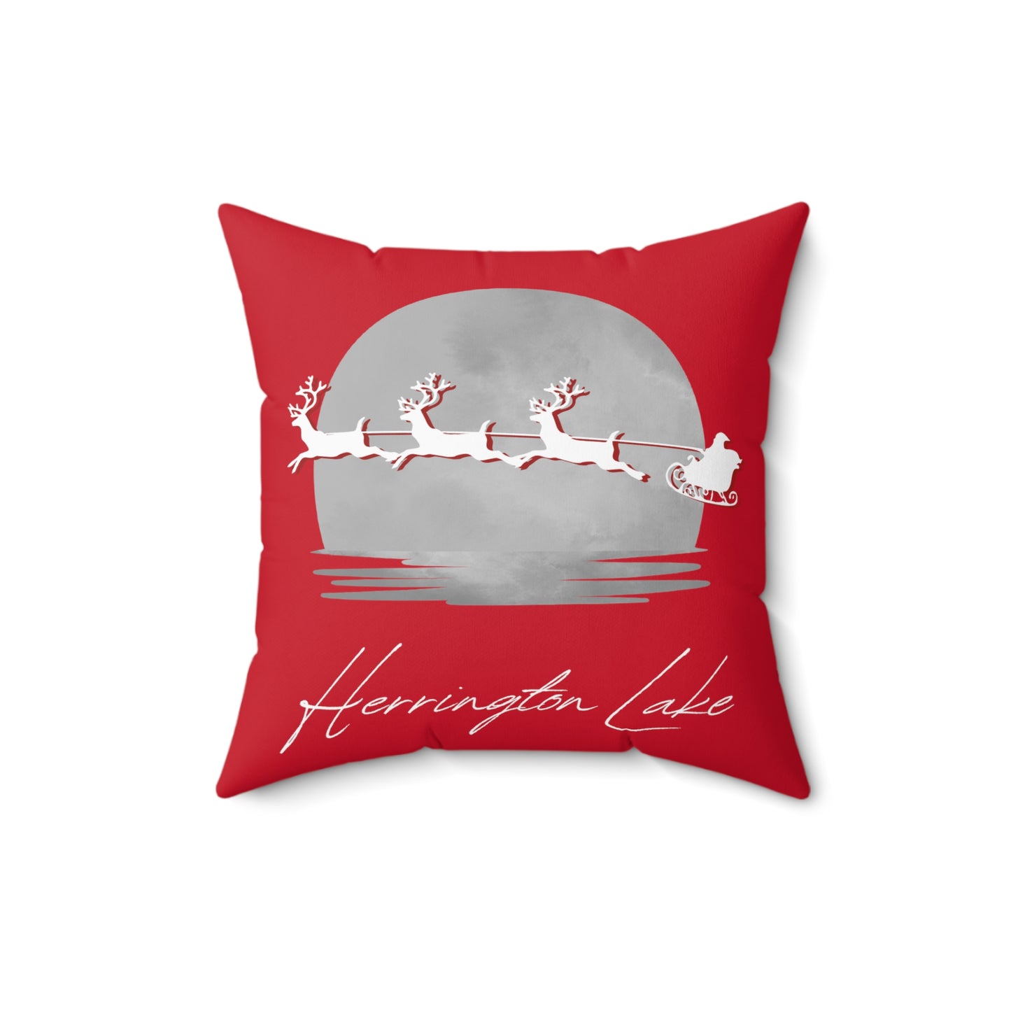 "A Very Merry Lakeside Christmas" Spun Polyester Square Accent Pillow (Red)