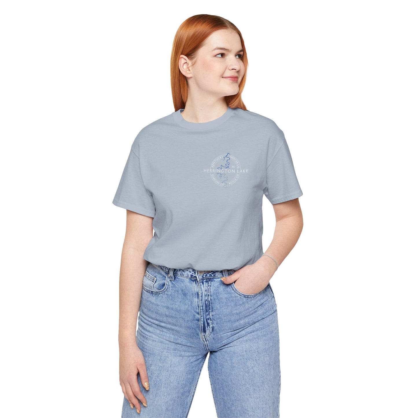 "The Classic" Herrington Lake and County Double-Sided Print Unisex Jersey Knit Cotton Short Sleeve Tee