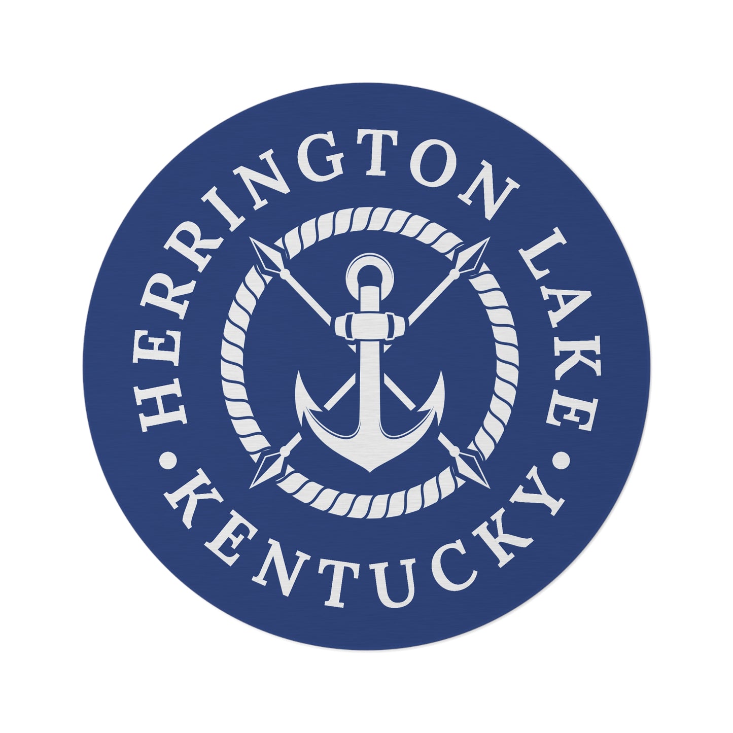 Herrington Lake Nautical Collection Round Rug - White on Blue