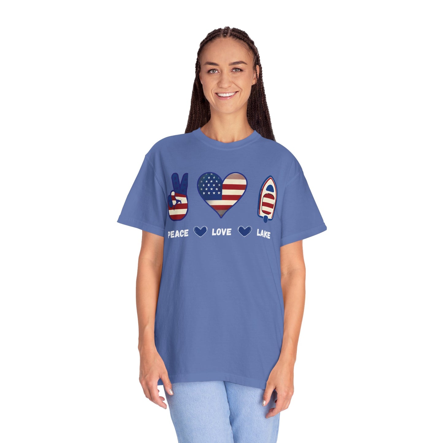 Peace Love Lake Unisex Lake Patriots Collection Premium Garment-Dyed Comfort Colors TShirt