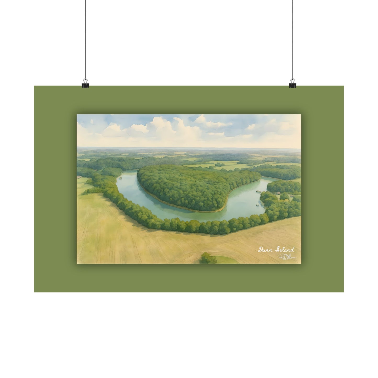 Dunn Island in Watercolor Satin Fine Art Poster Print (300gsm)