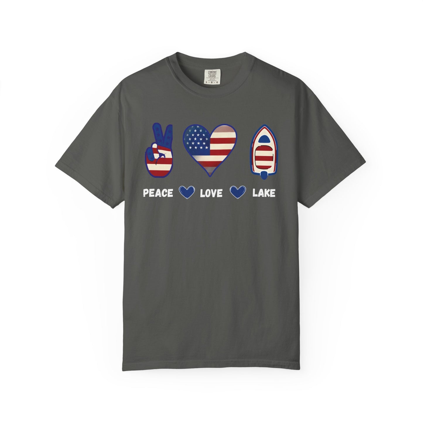 Peace Love Lake Unisex Lake Patriots Collection Premium Garment-Dyed Comfort Colors TShirt