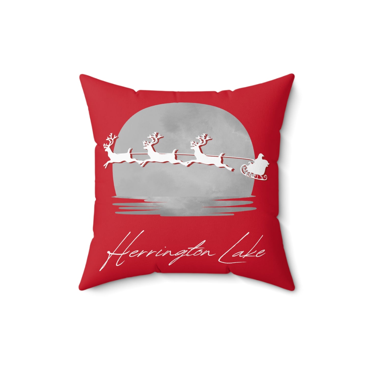 "A Very Merry Lakeside Christmas" Spun Polyester Square Accent Pillow (Red)