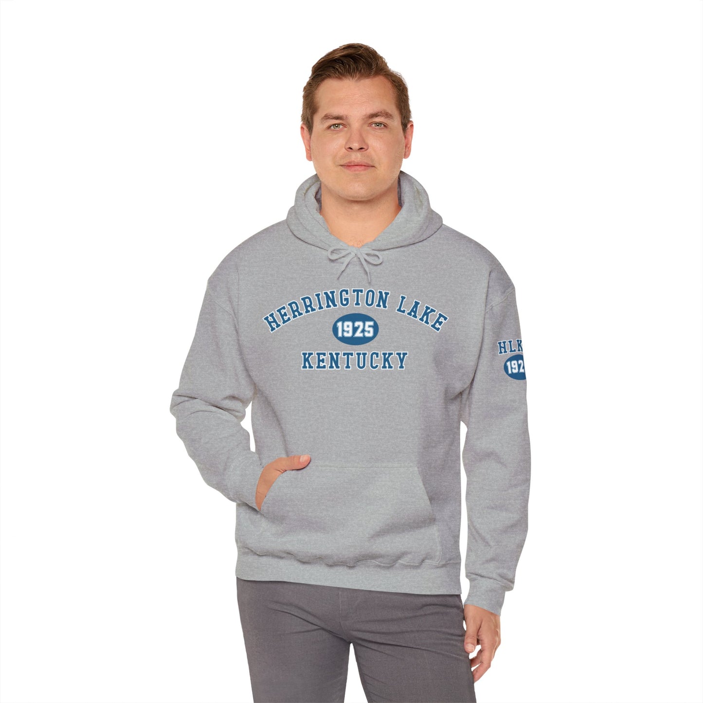 Herrington Lake Collegiate Collection Unisex Heavy Blend™ Hooded Sweatshirt w/ Printed Sleeve Accent