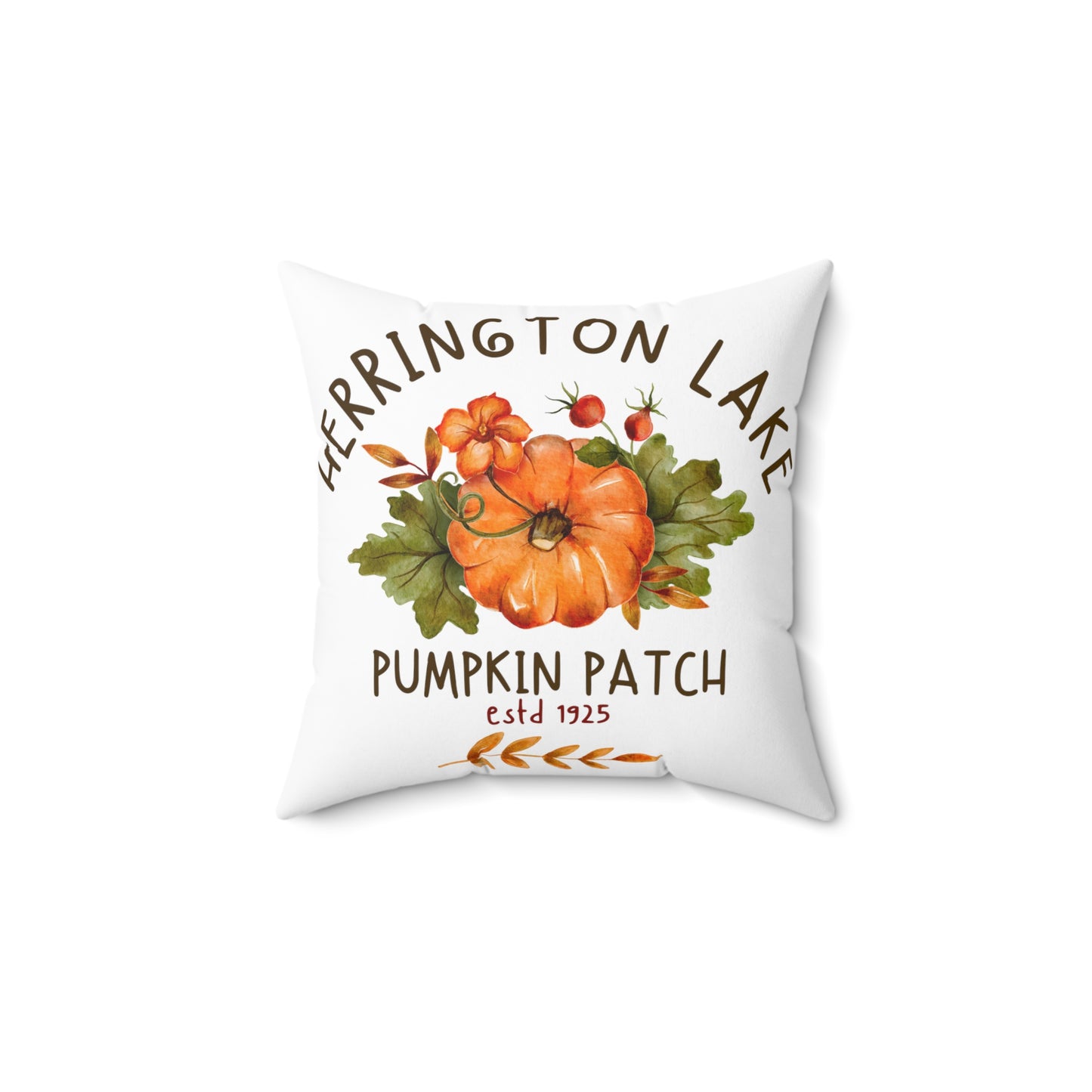 Herrington Lake Illustrated Pumpkin Patch Spun Polyester Square Accent Pillow (White)