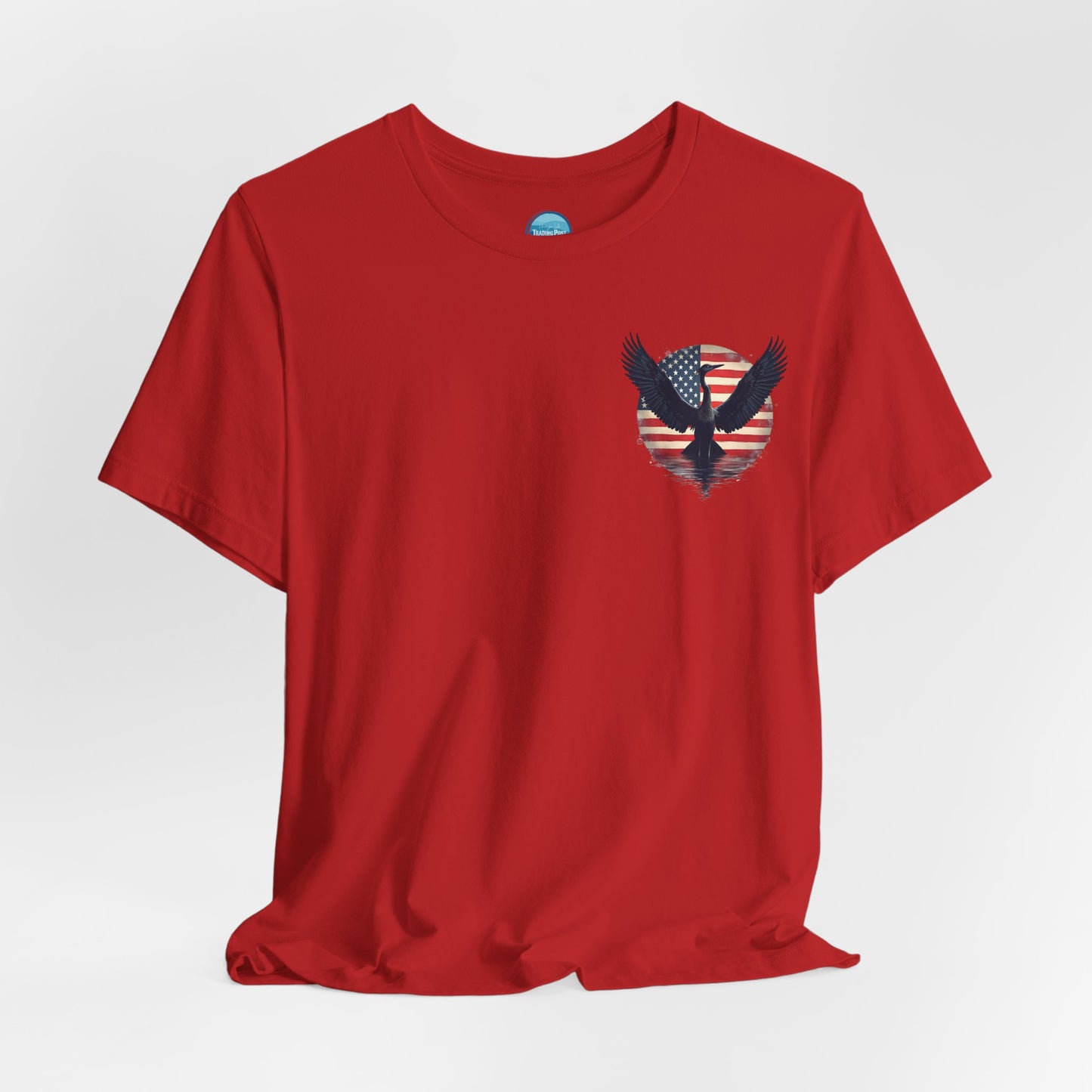 "Liberty Heron" Herrington Lake Patriots Collection Double-Sided Print Unisex Jersey Knit Cotton Short Sleeve Tee