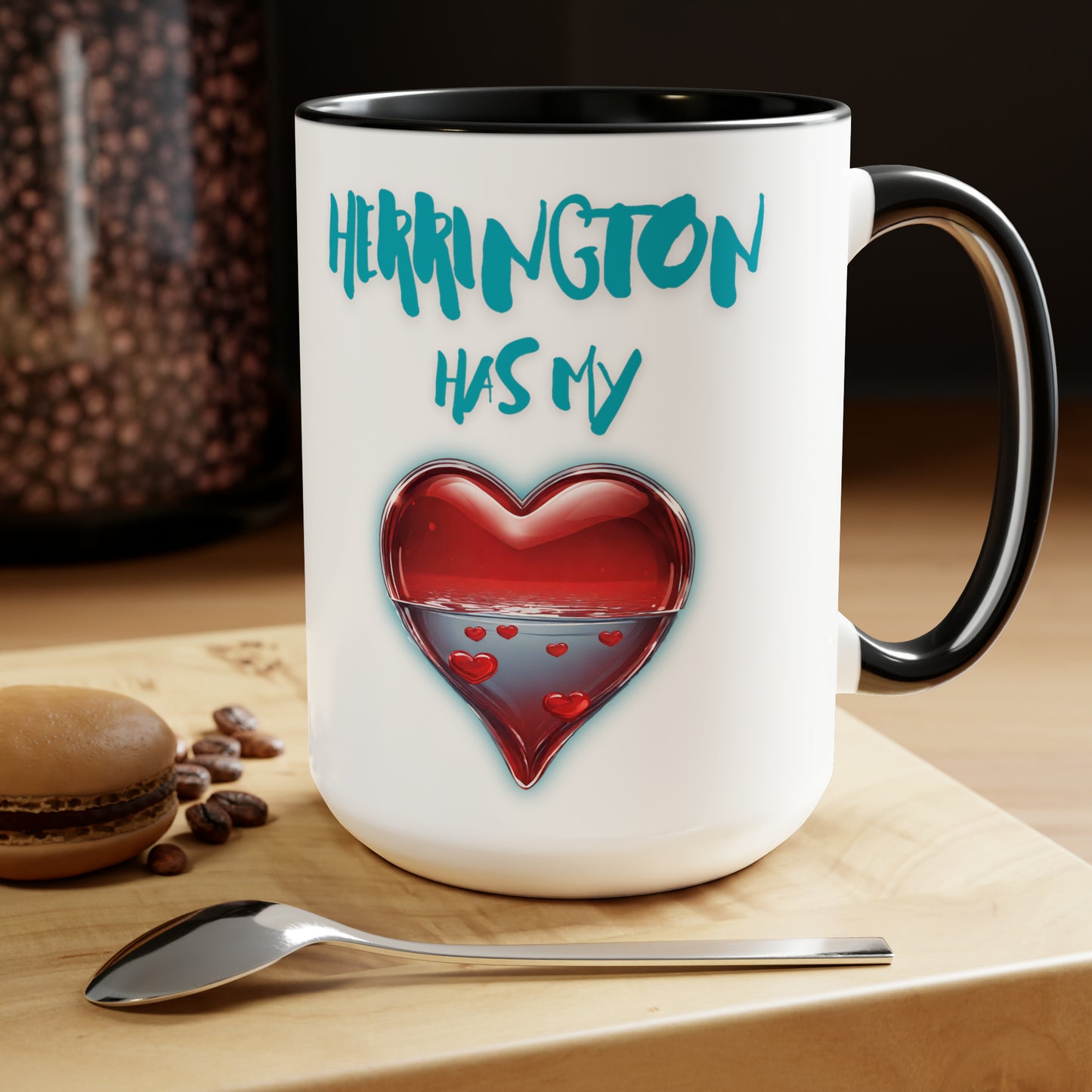 "Herrington Has My Heart" Two-Tone Biggie Coffee Mugs, 15oz