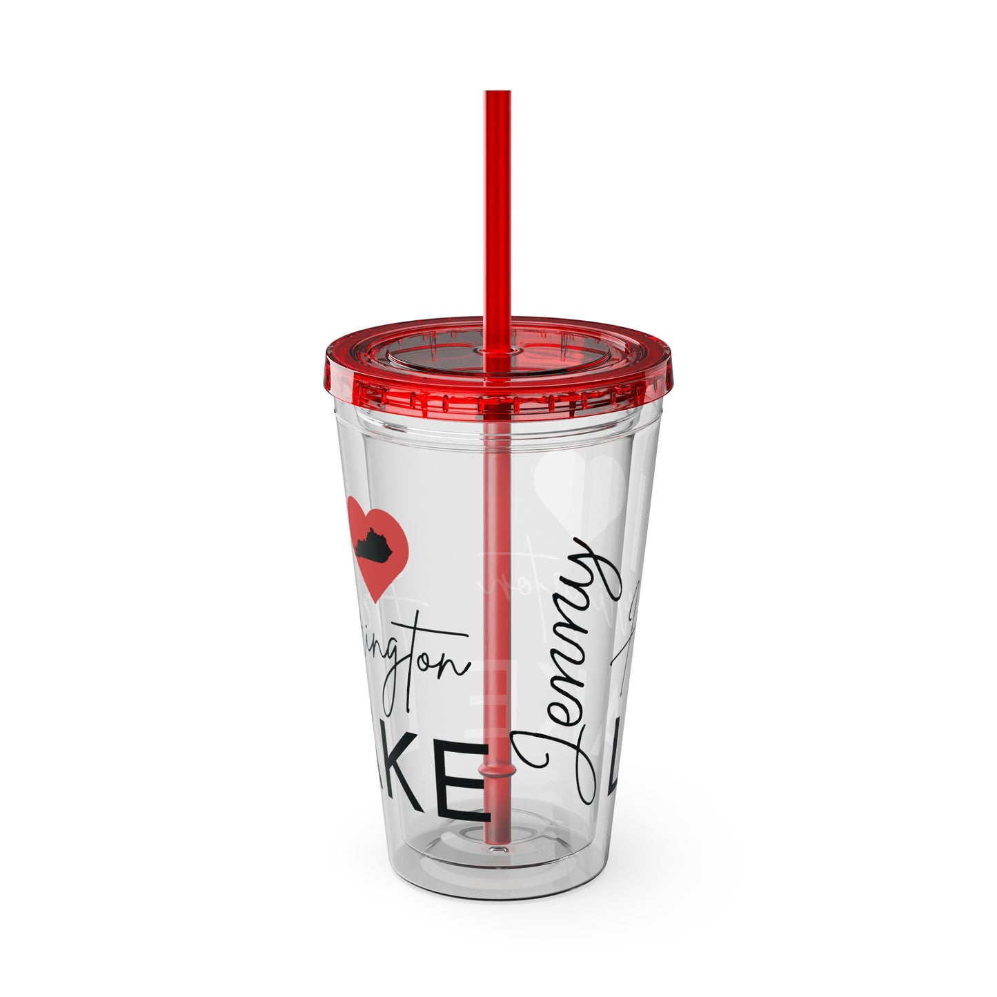 Customized Name I ❤️ Herrington Lake Sunsplash Tumbler with Straw, 16oz