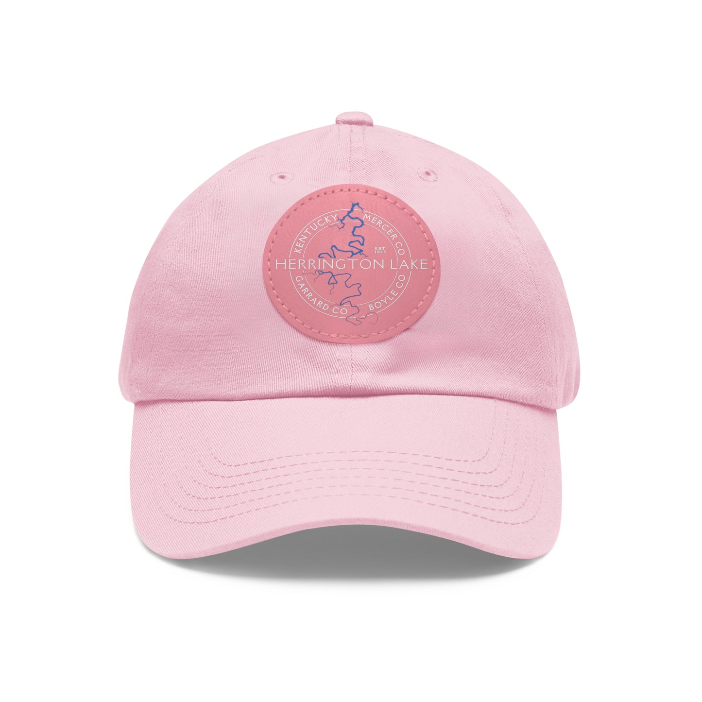 The "Classic" Herrington Lake and County Dad Hat with Leather Patch (Round)