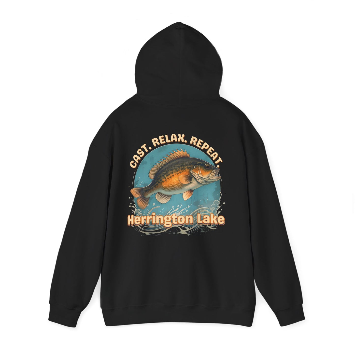 Cast. Relax. Repeat. Herrington Lake Double-Sided Unisex Heavy Blend™ Hooded Sweatshirt