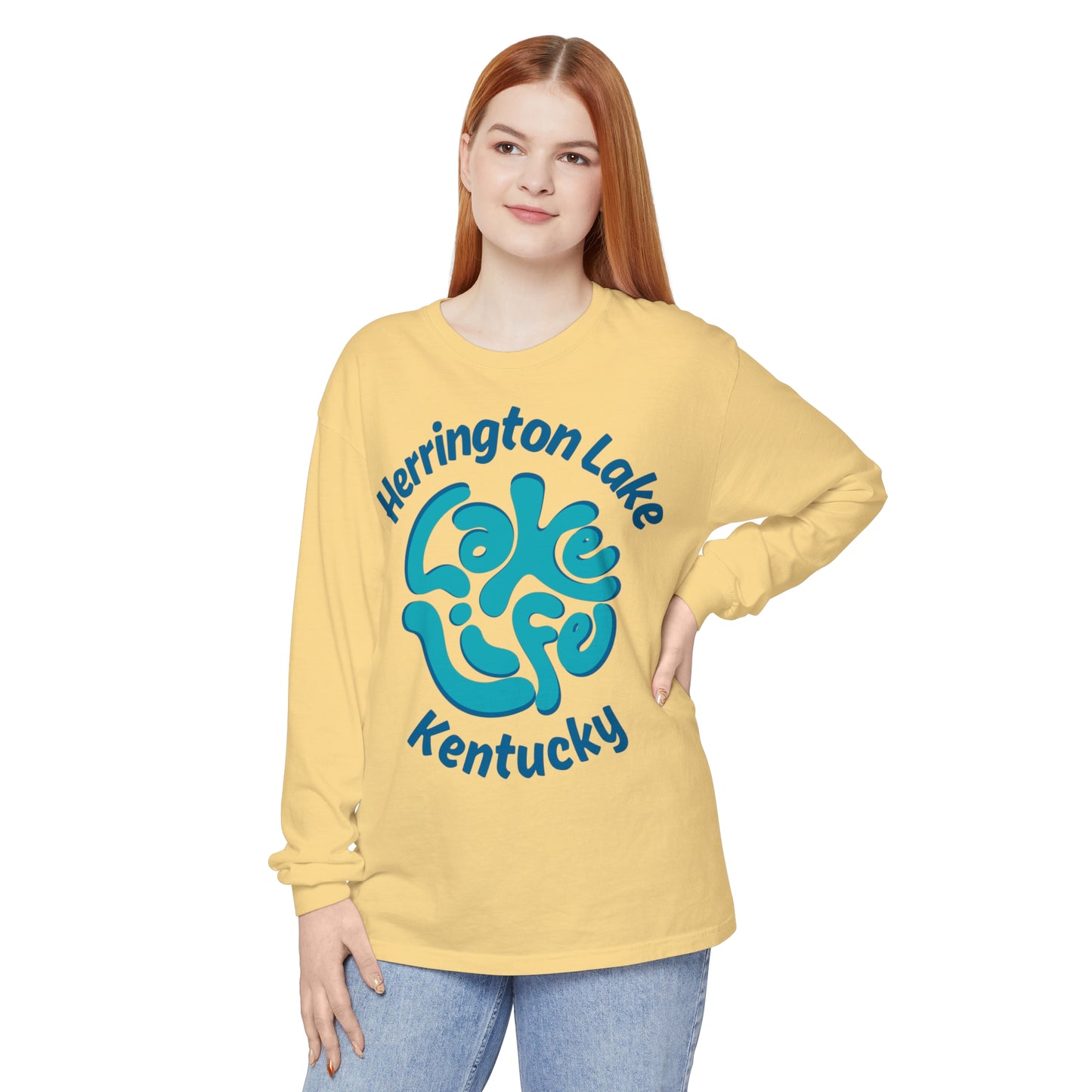 Herrington Lake Spring Pastels "Lake Life" Garment-Dyed Premium Comfort Colors™ Long Sleeve T-Shirt