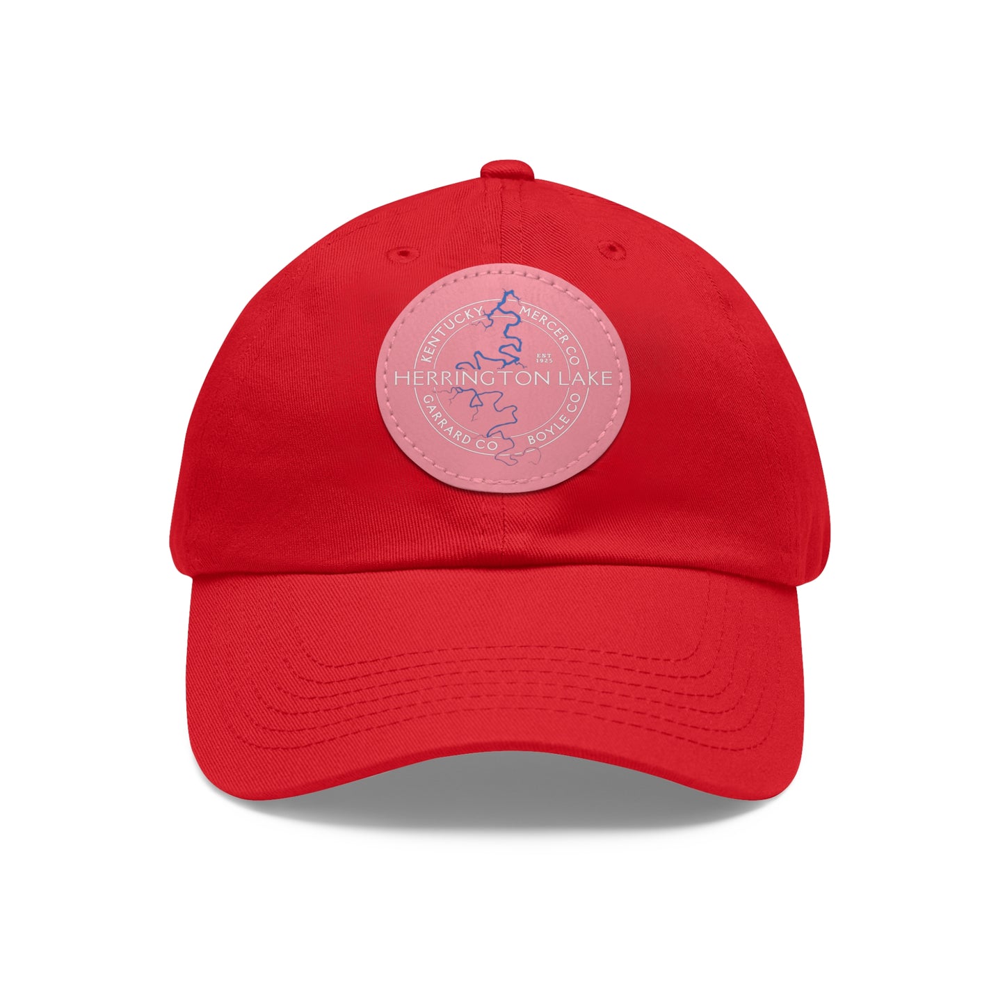 The "Classic" Herrington Lake and County Dad Hat with Leather Patch (Round)