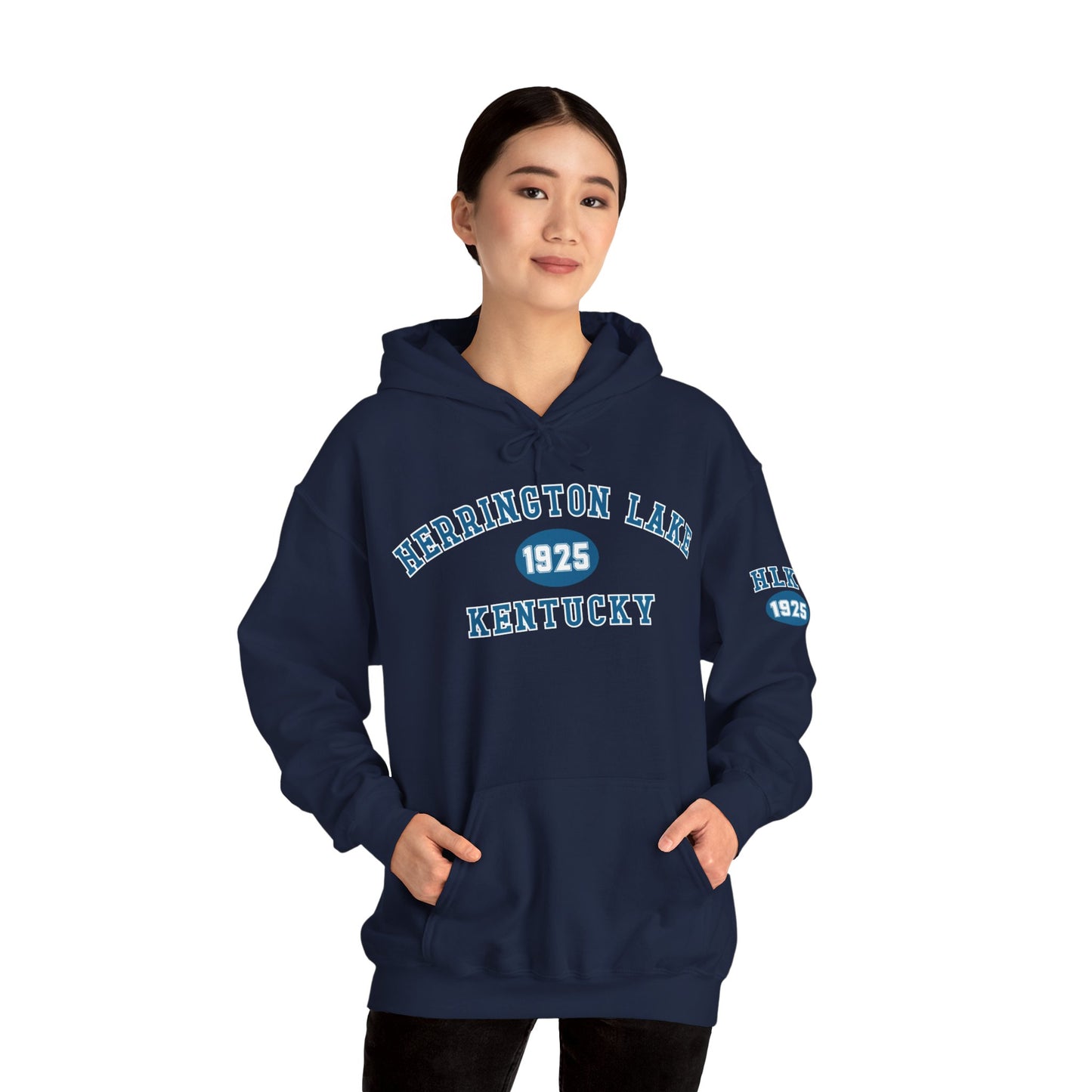 Herrington Lake Collegiate Collection Unisex Heavy Blend™ Hooded Sweatshirt w/ Printed Sleeve Accent