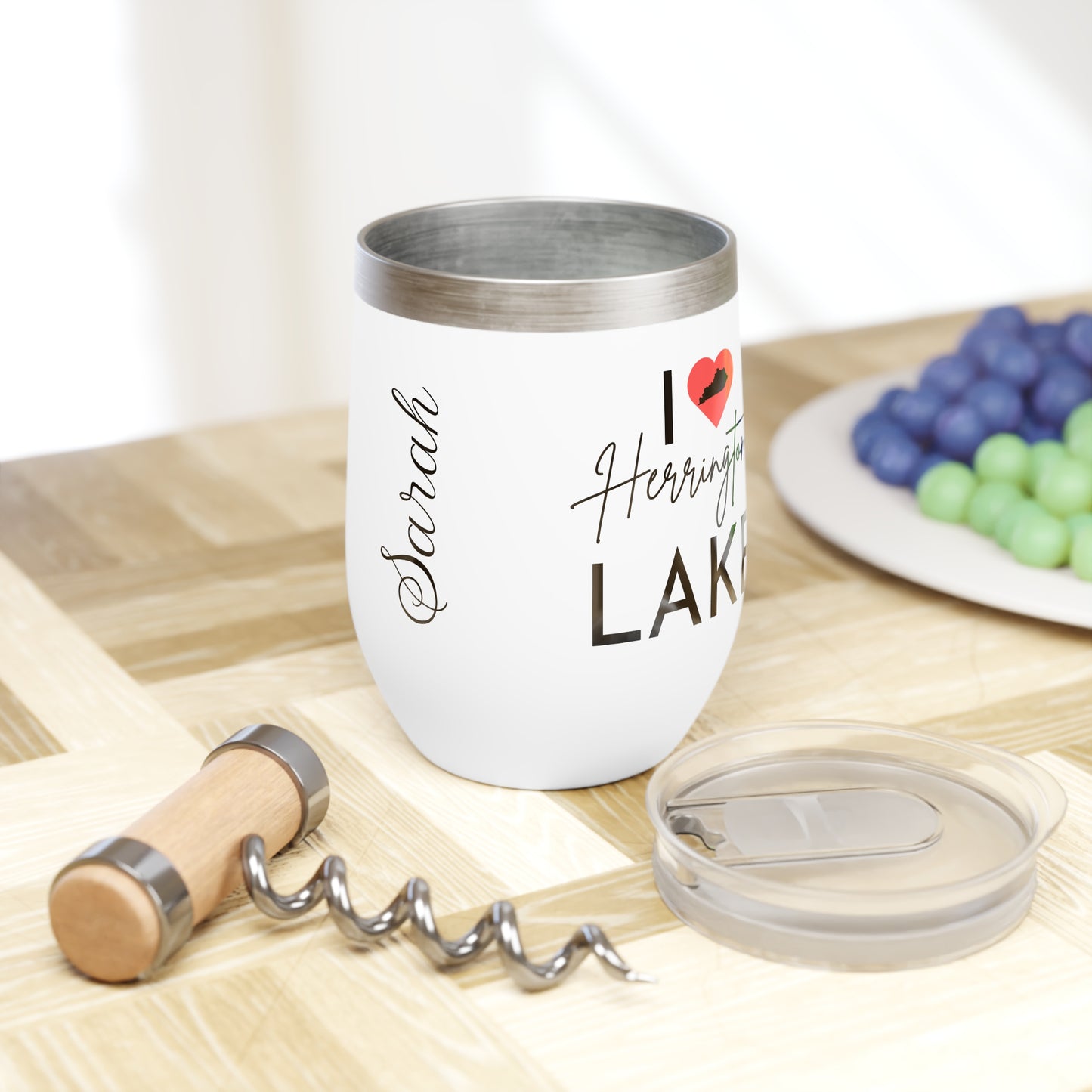 Customized Name I ❤️ Herrington Lake Chill Wine Tumbler