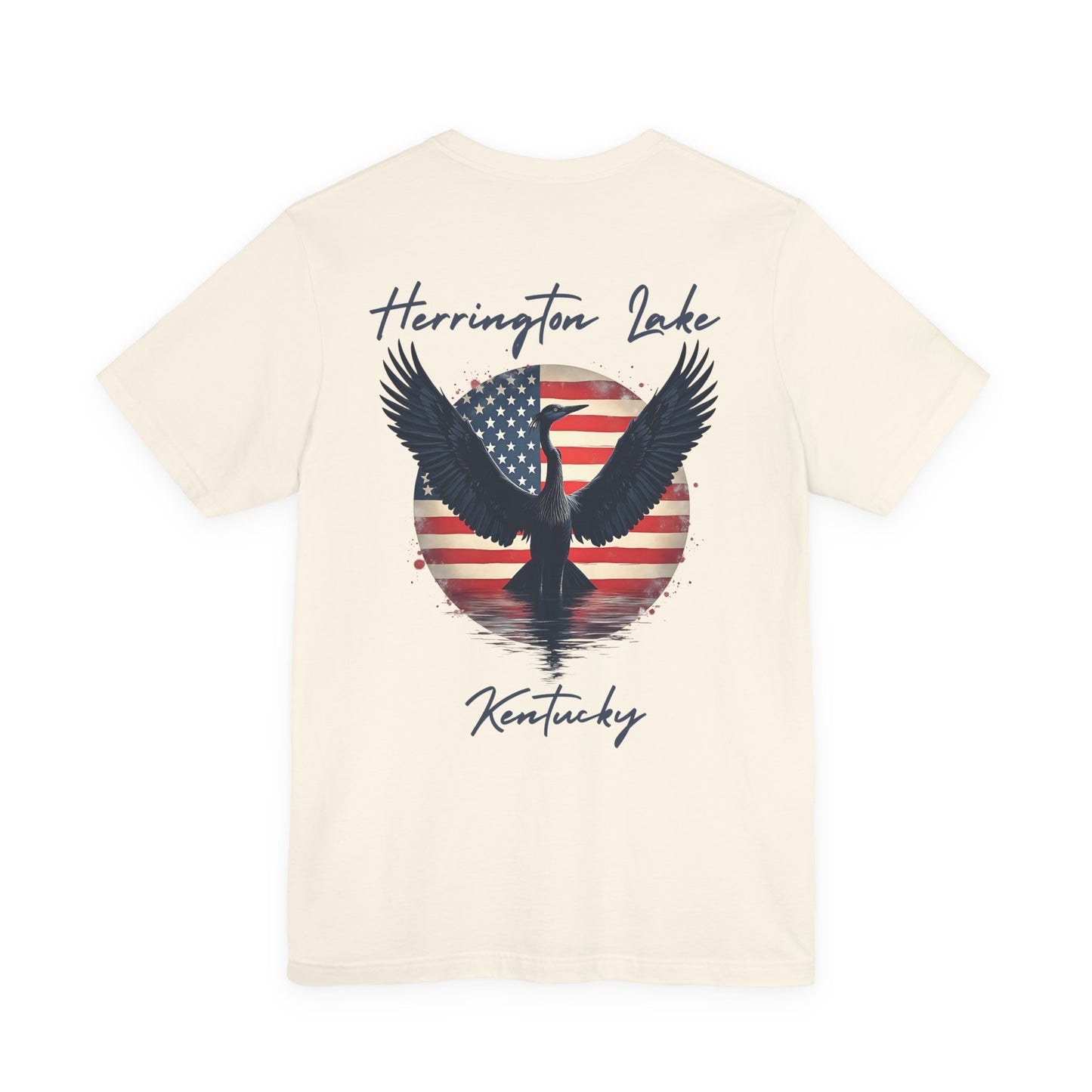 "Liberty Heron" Herrington Lake Patriots Collection Double-Sided Print Unisex Jersey Knit Cotton Short Sleeve Tee