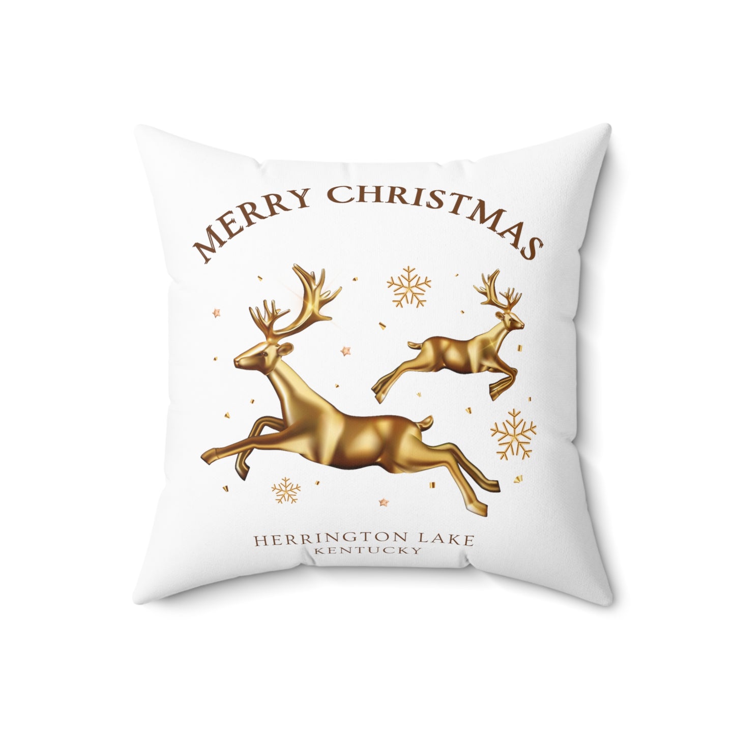 "A Golden Herrington Lake Christmas" Spun Polyester Square Accent Pillow (White)