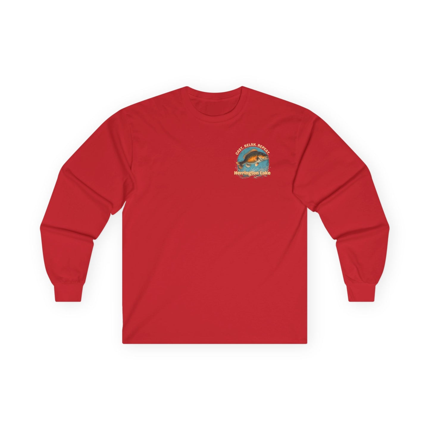 Cast. Relax. Repeat. Herrington Lake Unisex Double-Sided Print Ultra Cotton Long Sleeve Tee