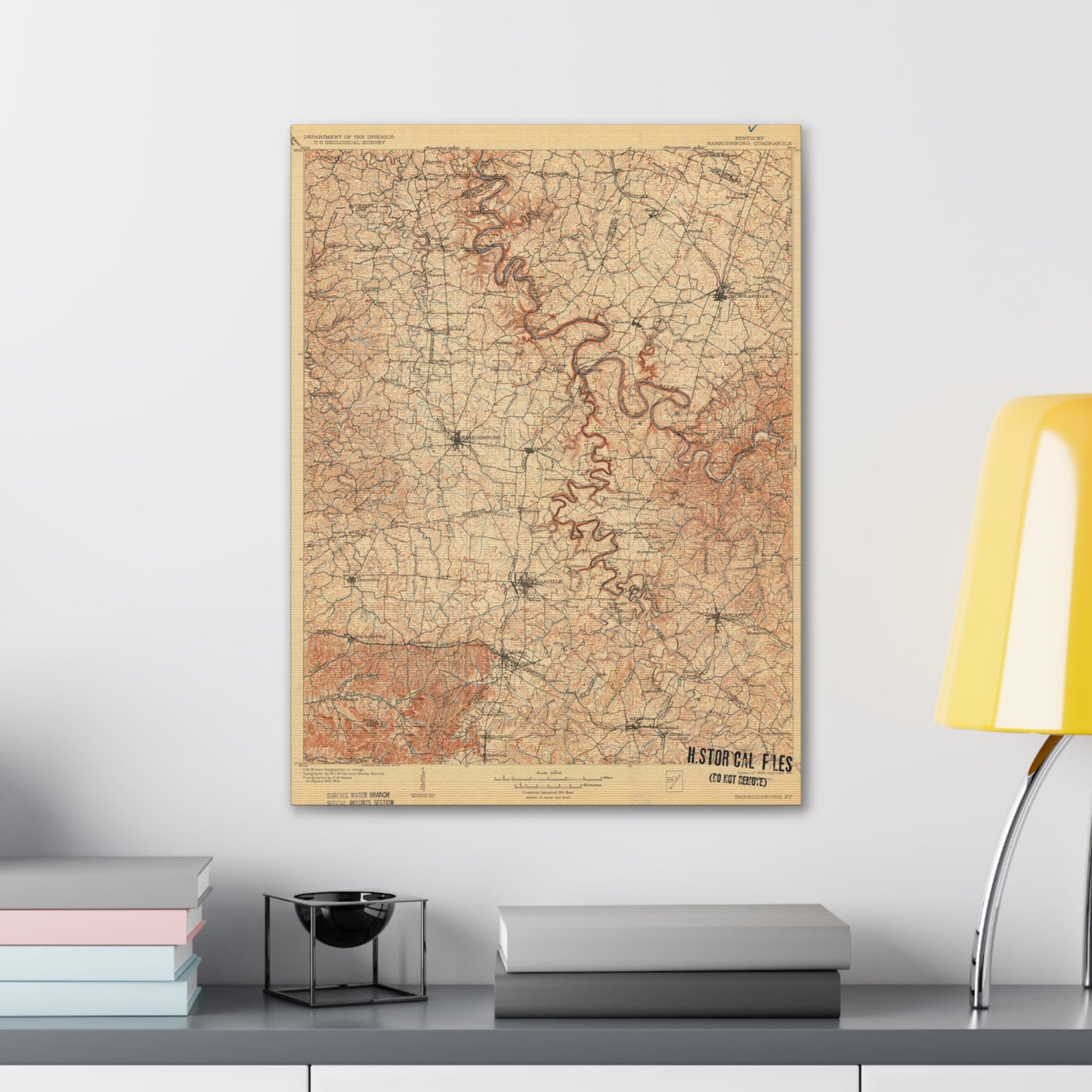 Dix River, Harrodsburg, Burgin, Danville, Lancaster Topographic Map, USGS 1909 Canvas Gallery Wraps