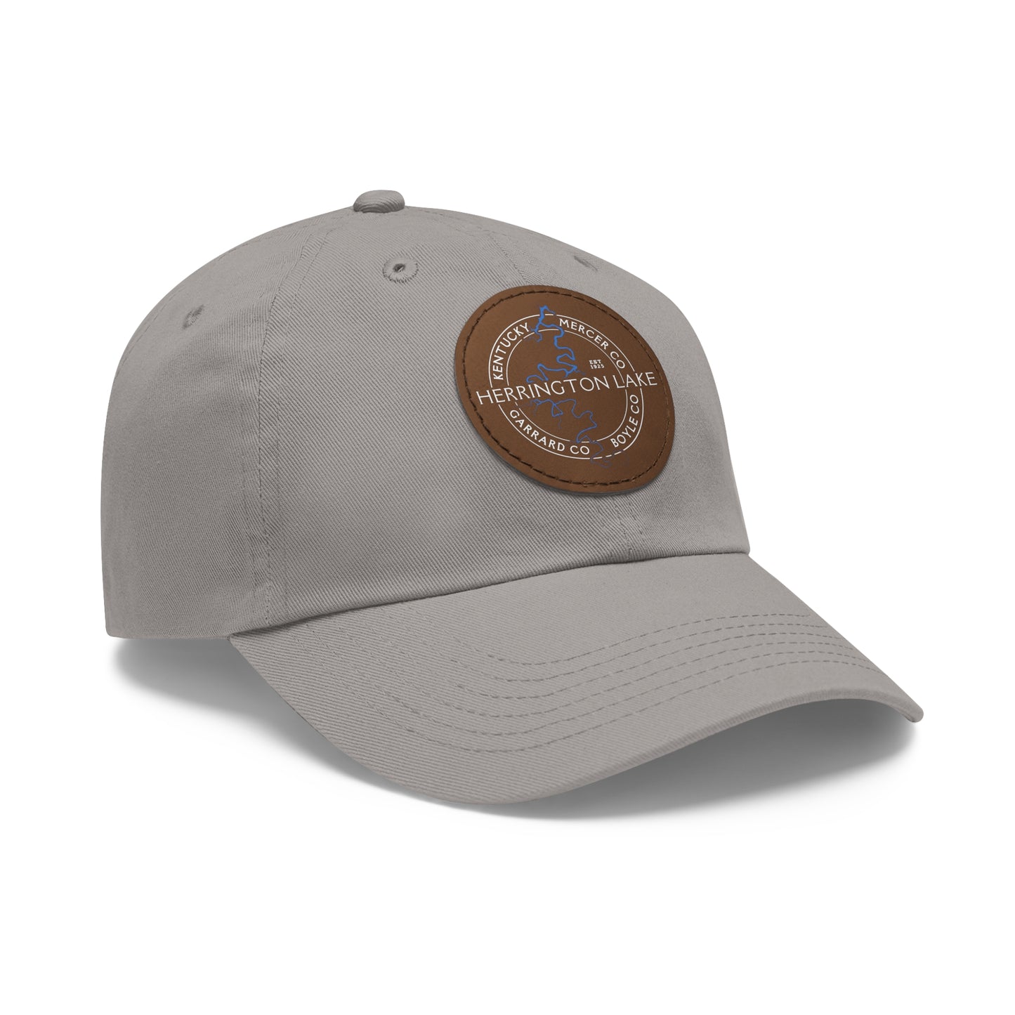 The "Classic" Herrington Lake and County Dad Hat with Leather Patch (Round)