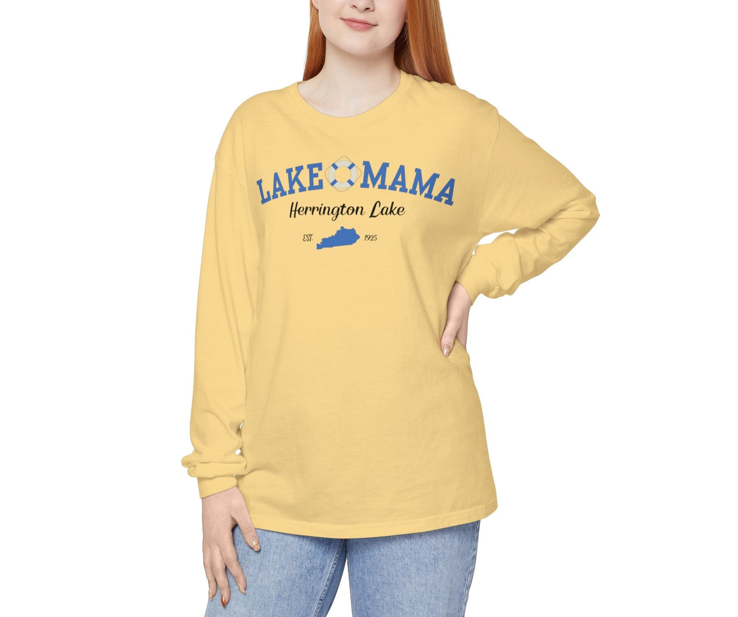 "Lake Mama" Garment-Dyed Premium Comfort Colors™ Long Sleeve T-Shirt