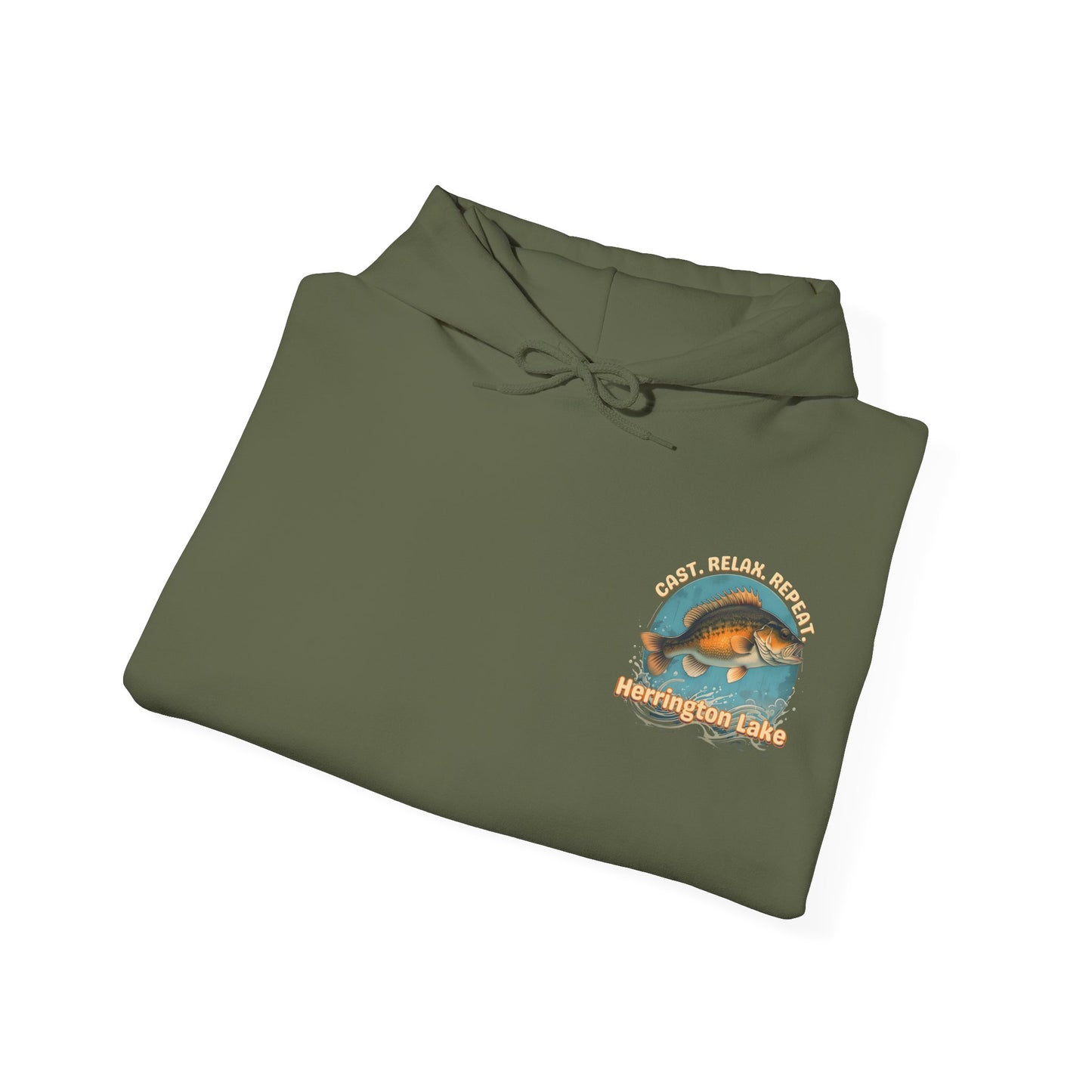 Cast. Relax. Repeat. Herrington Lake Double-Sided Unisex Heavy Blend™ Hooded Sweatshirt
