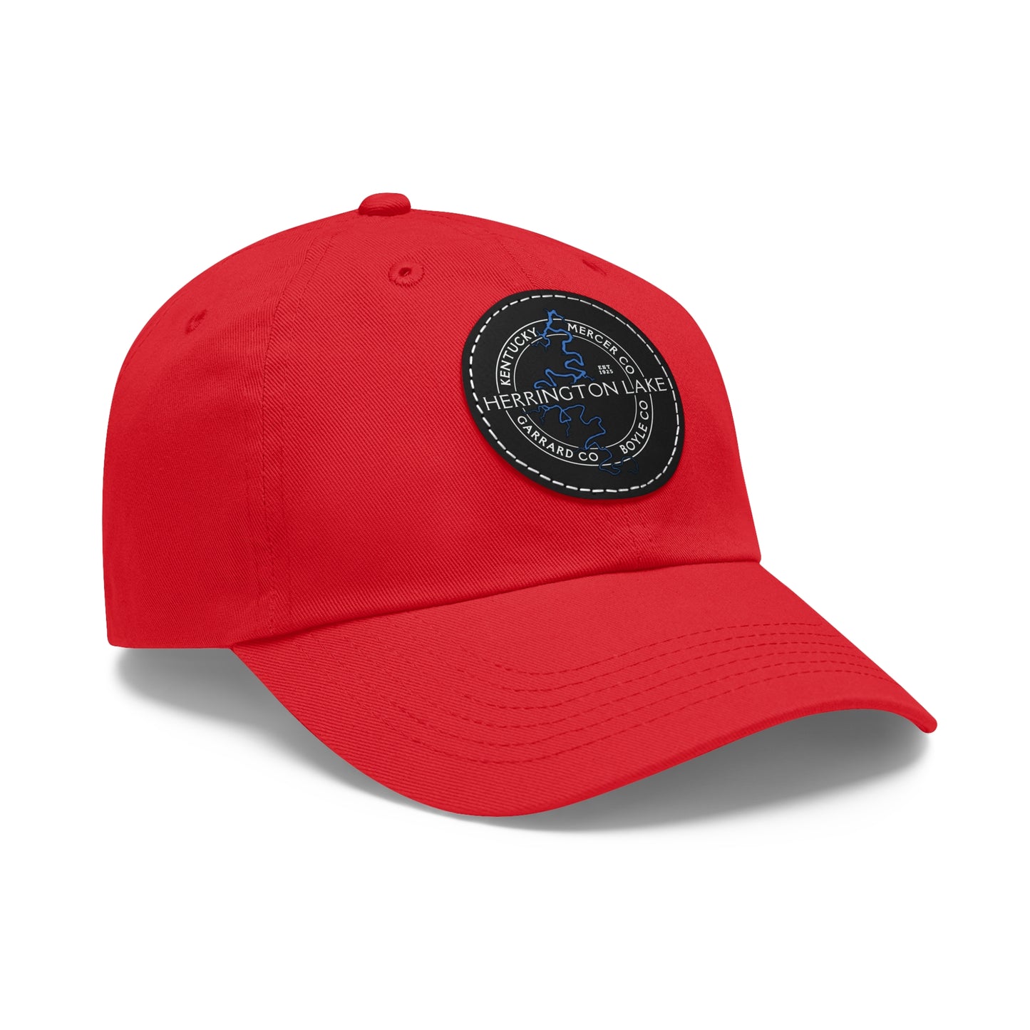 The "Classic" Herrington Lake and County Dad Hat with Leather Patch (Round)