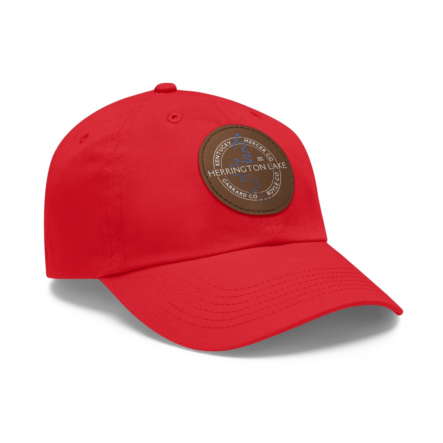 The "Classic" Herrington Lake and County Dad Hat with Leather Patch (Round)