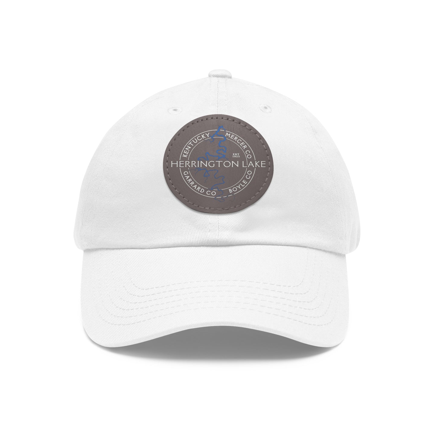 The "Classic" Herrington Lake and County Dad Hat with Leather Patch (Round)
