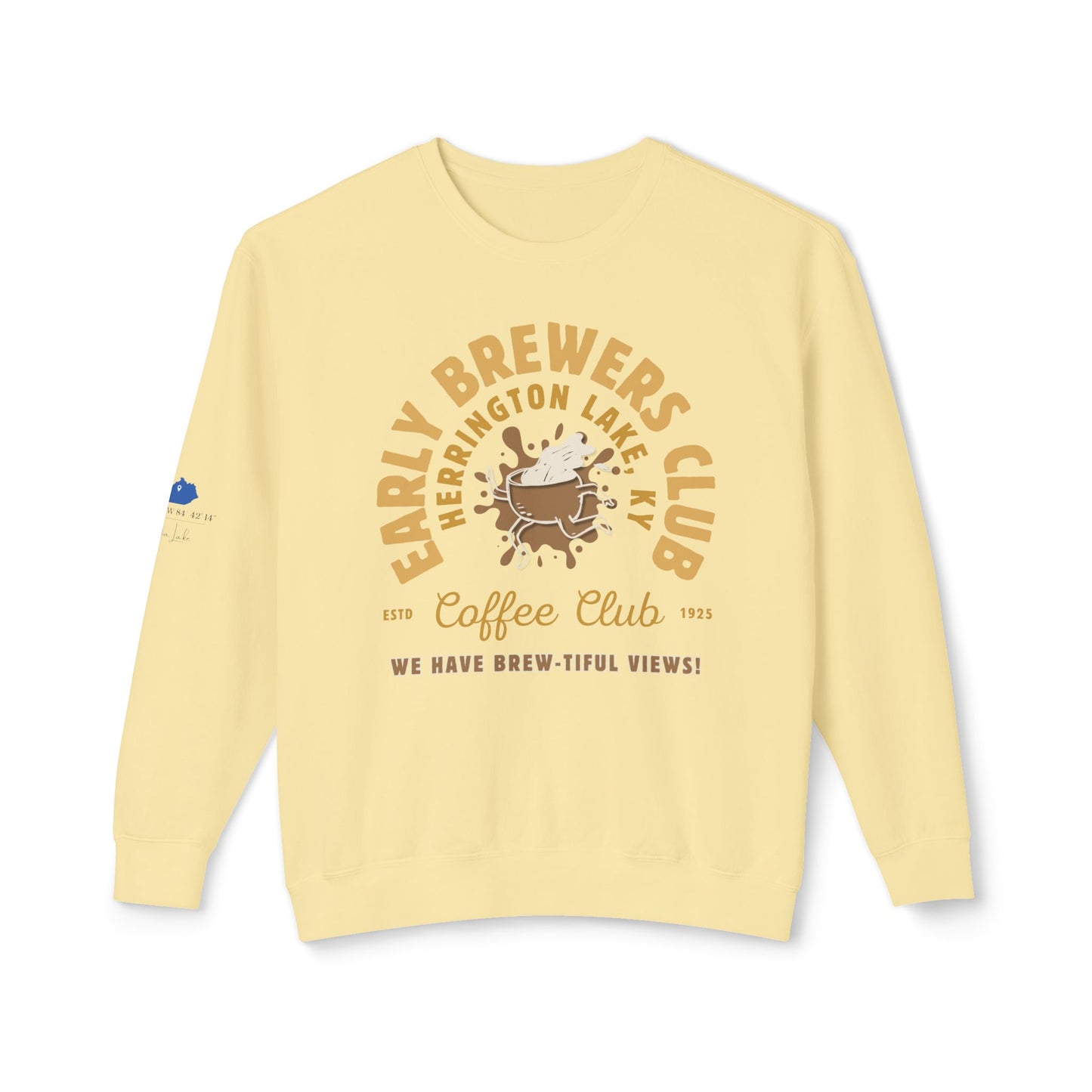 "Early Brewers Club" Coffee House Collection Lightweight Crewneck Sweatshirt by Comfort Colors